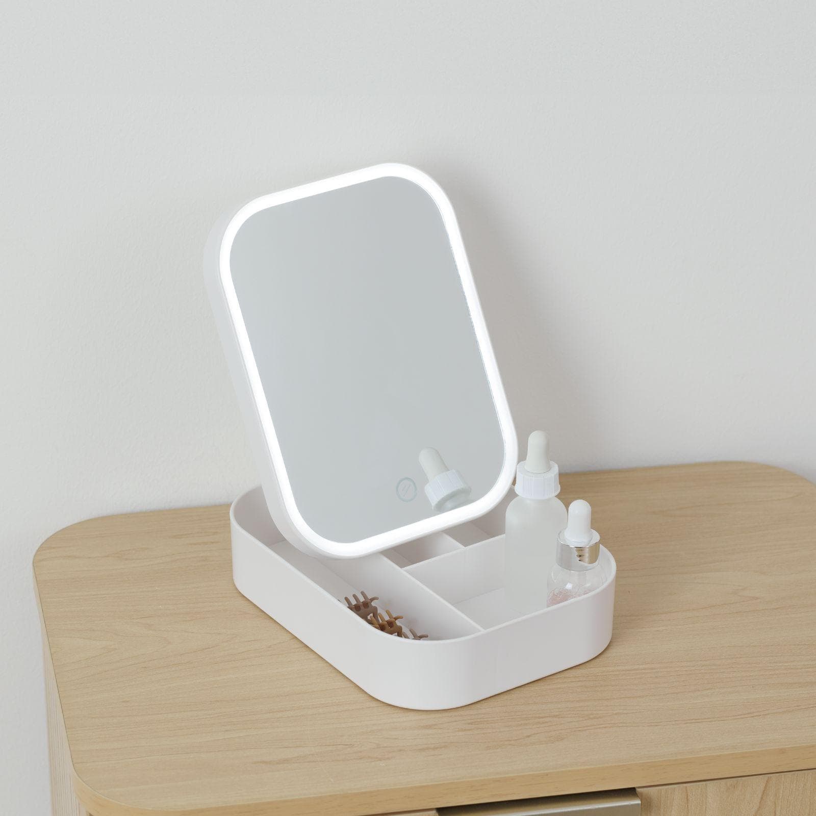 Organizer 20x15 cm bianco con specchio led touch
