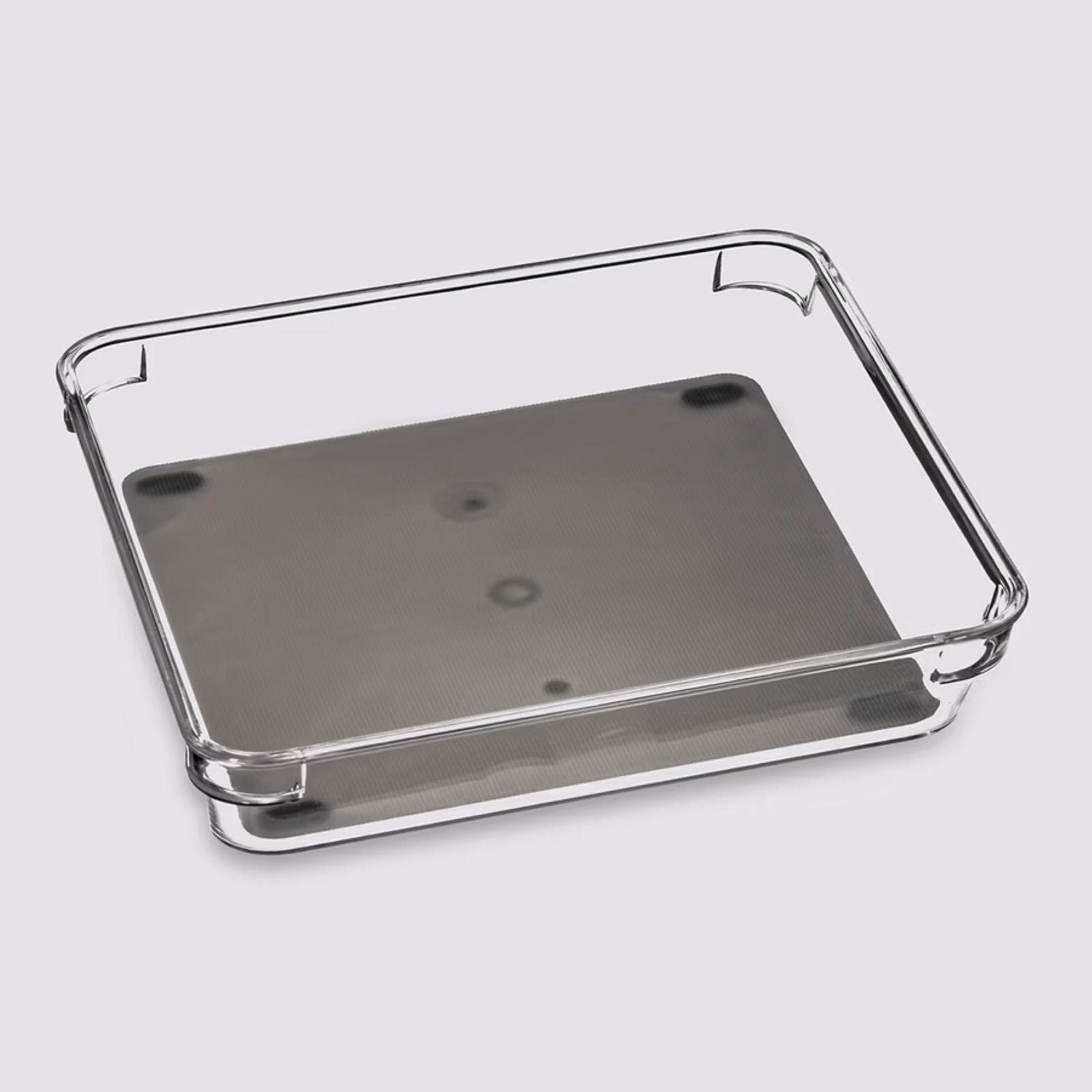 Organizer 23x16 cm trasparente con fondo antiscivolo grigio - Elsie