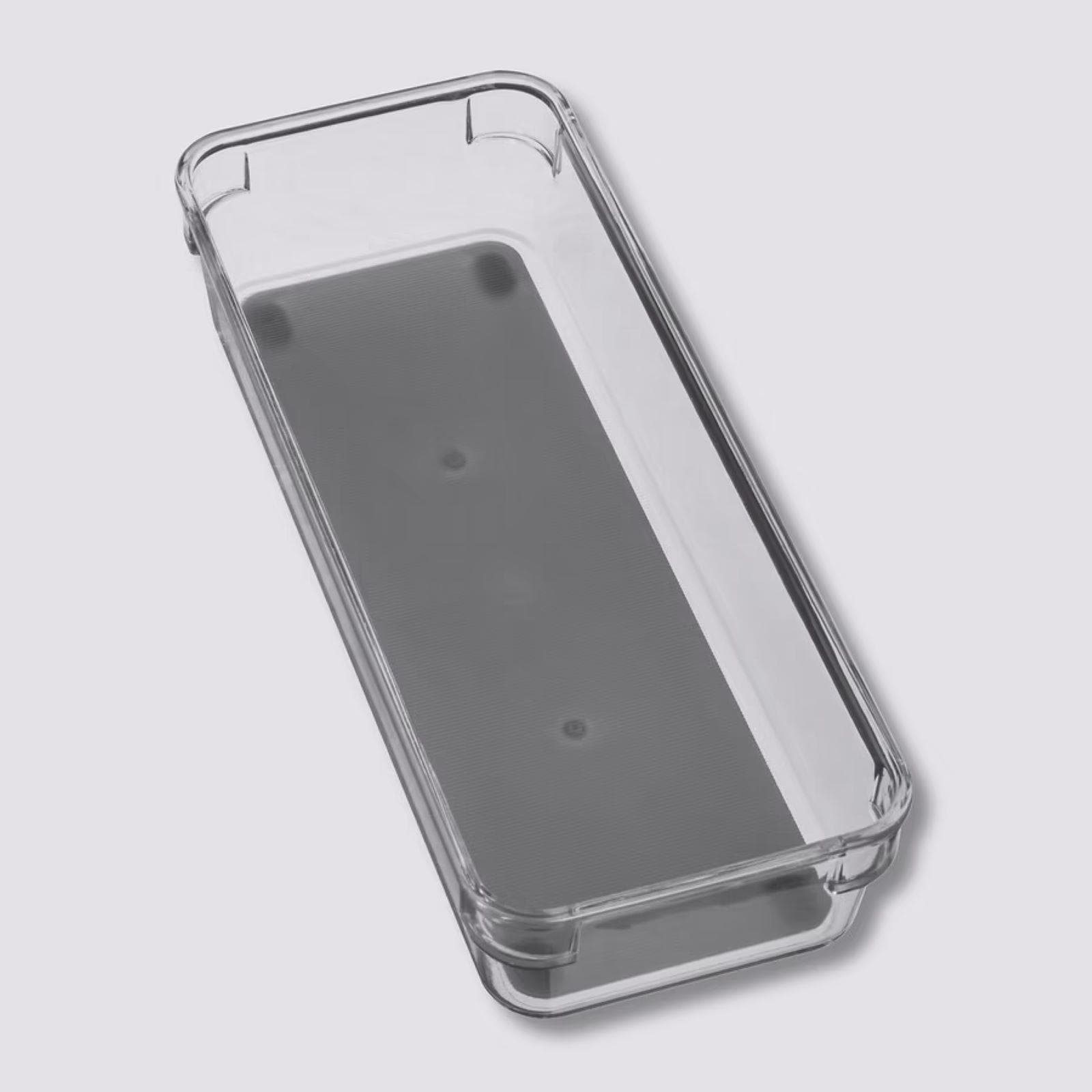 Organizer 23x9 cm trasparente con fondo antiscivolo grigio - Elsie