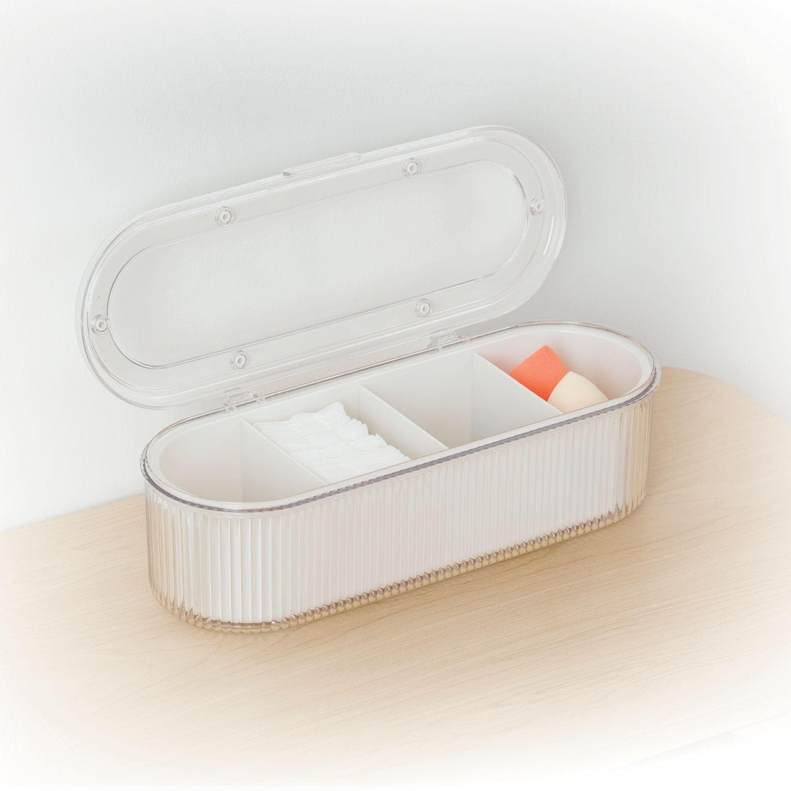 Organizer 27x8h cm beige con copertura trasparente - Hamika