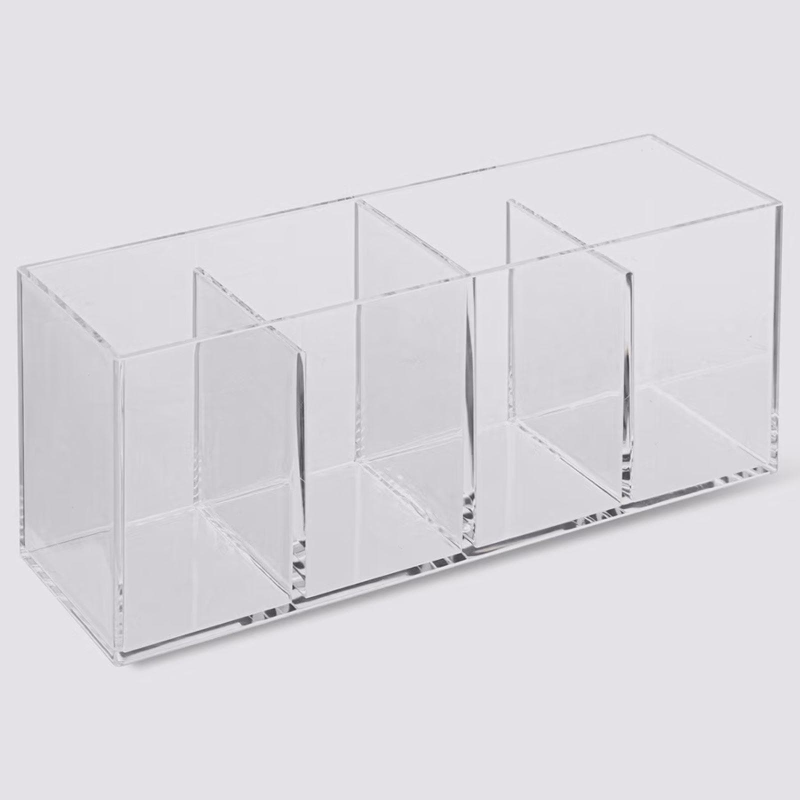 Contenitore portaoggetti 22x10h cm trasparente con 4 scomparti - Belive