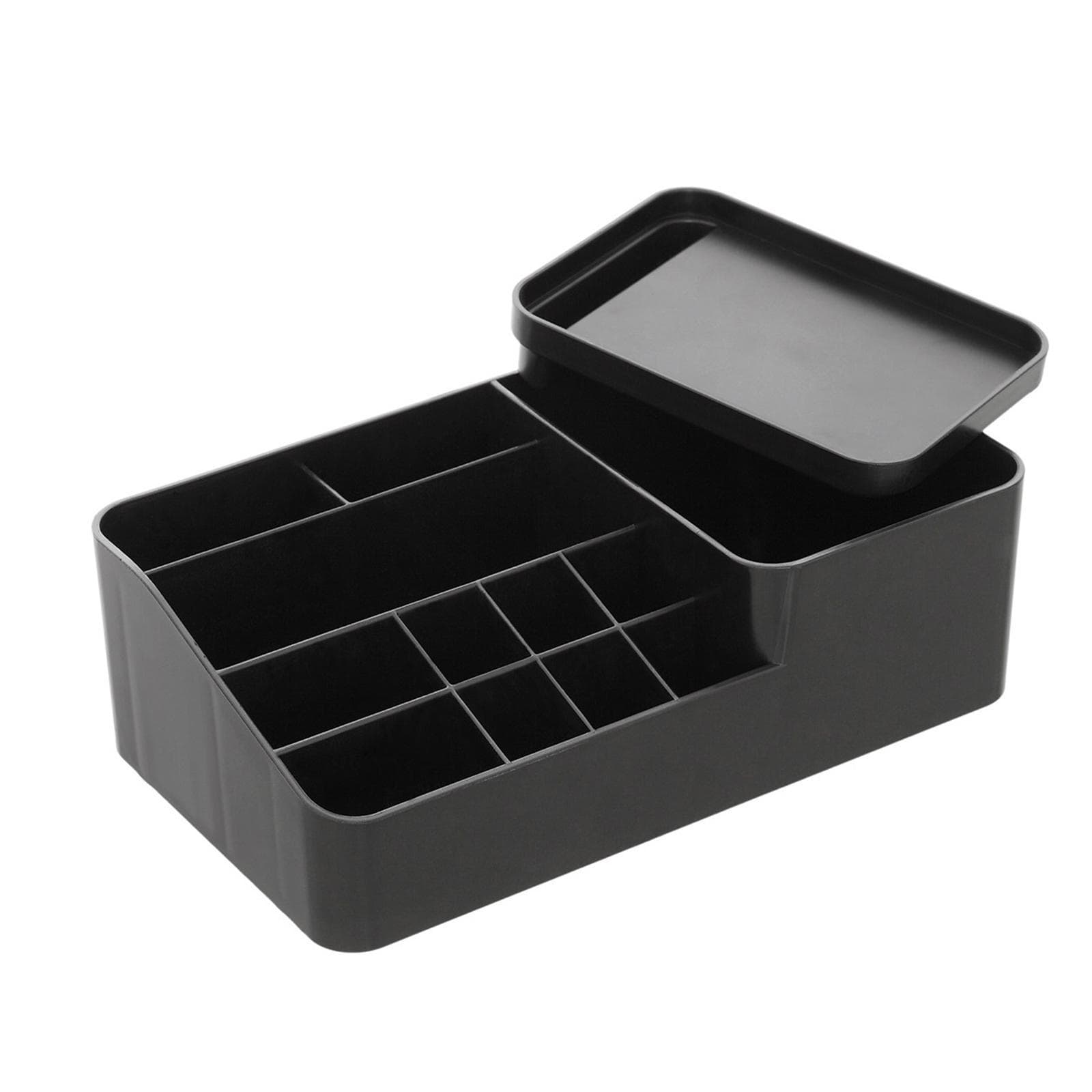 Organizer portatrucchi 22x13 cm in resina nero con contenitore - Jilly
