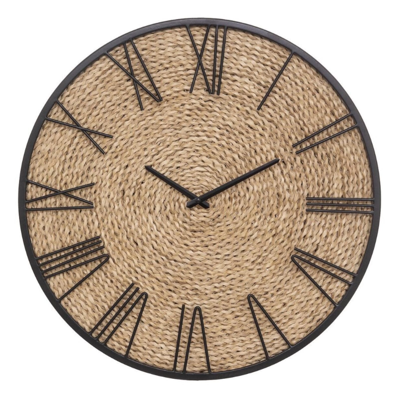 Orologio da parete rotondo 50 cm in metallo nero e corda