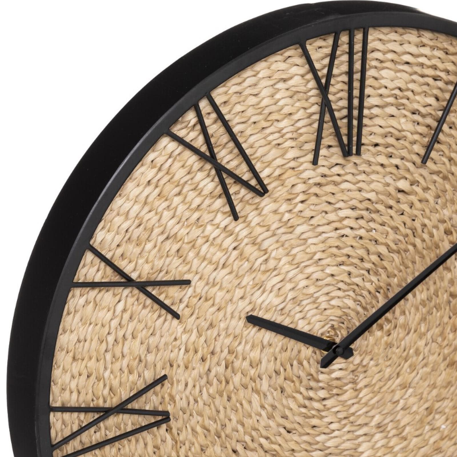 Orologio da parete rotondo 50 cm in metallo nero e corda