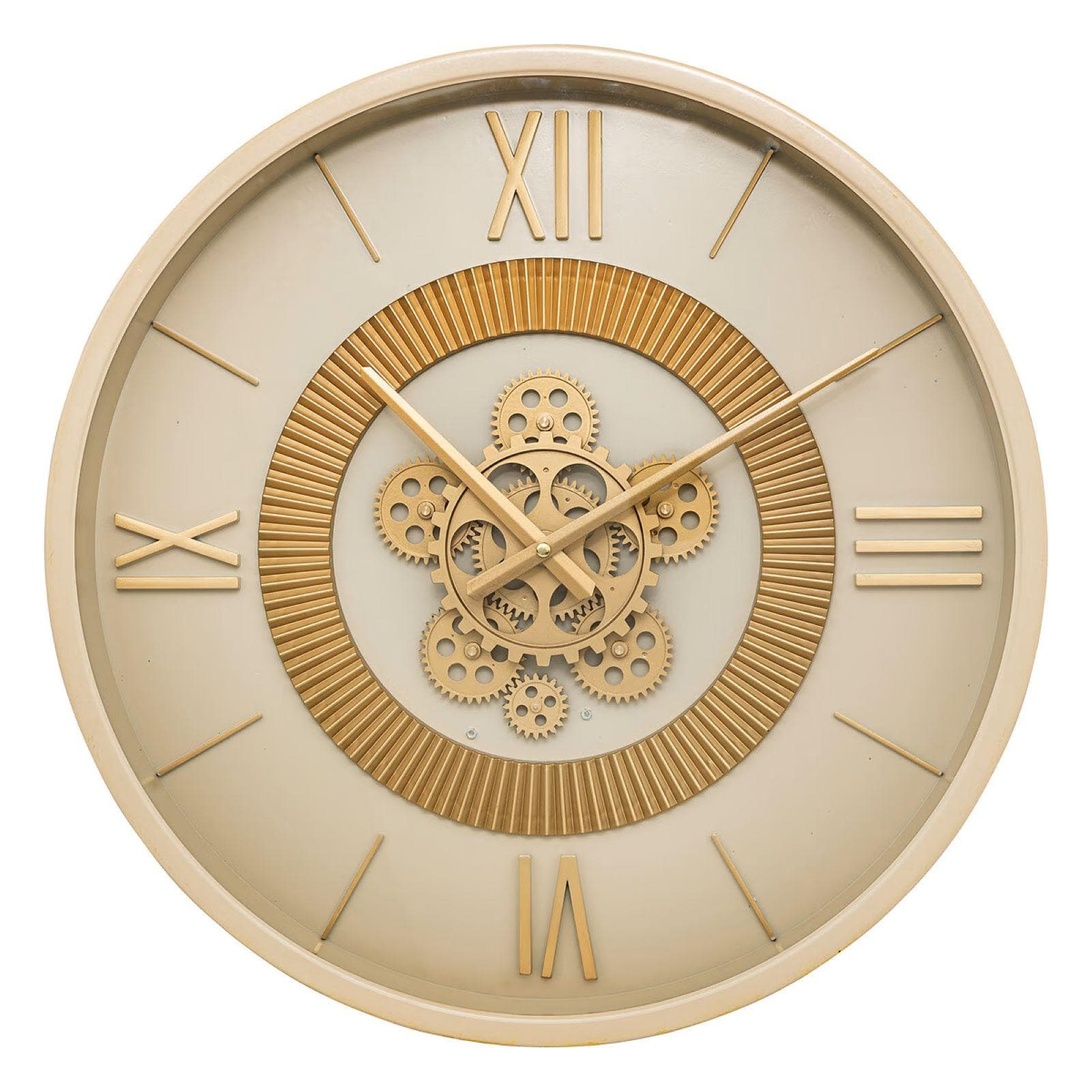 Orologio da parete rotondo 50 cm in acciaio oro e cashmere