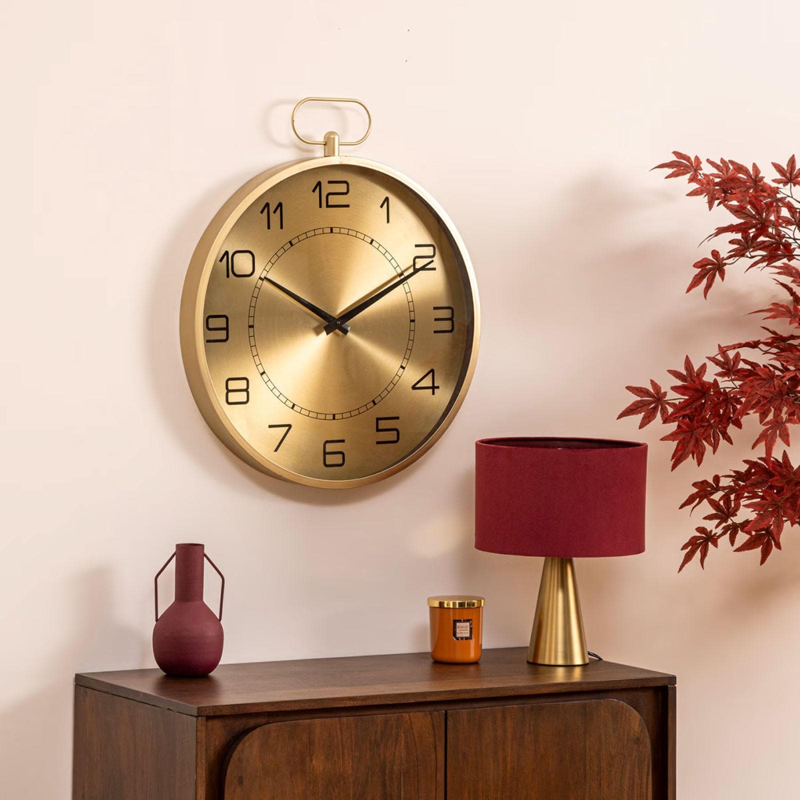 Orologio da parete rotondo 53 cm in acciaio oro