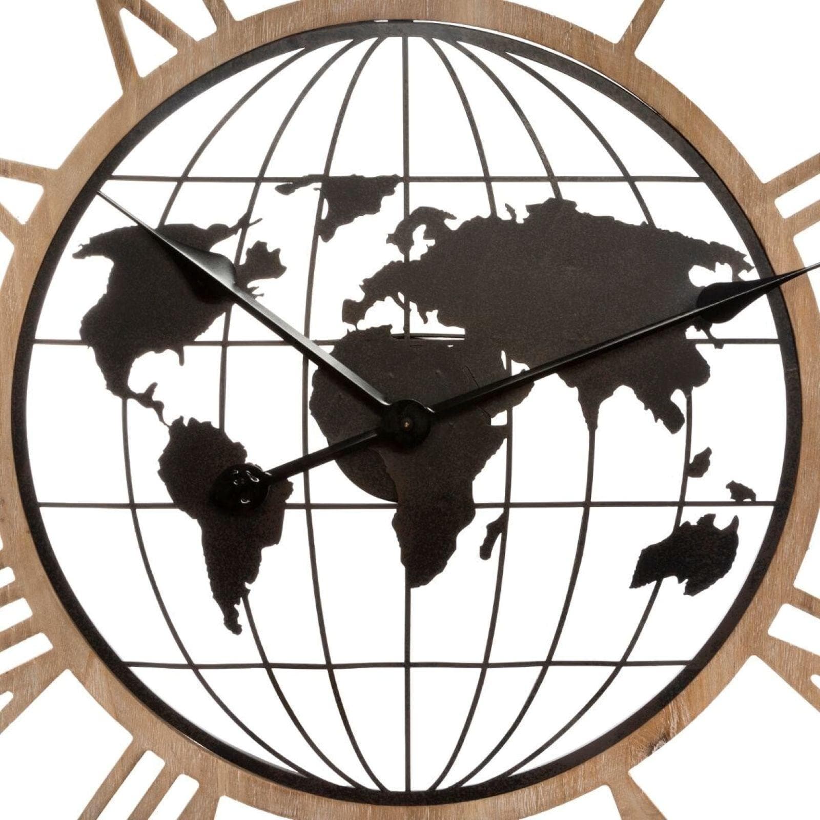 Orologio da parete rotondo 68 cm in acciaio e legno con mappamondo