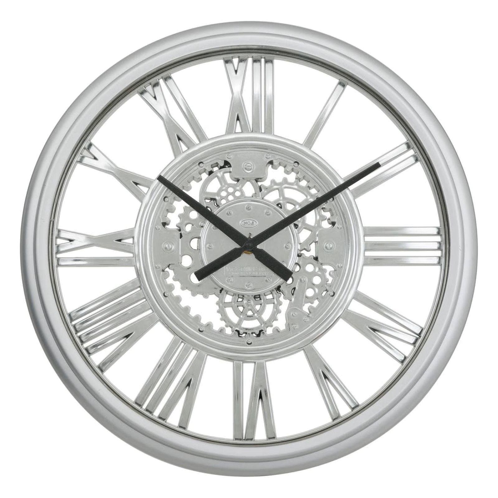 Orologio rotondo 41 cm effetto metallo cromo