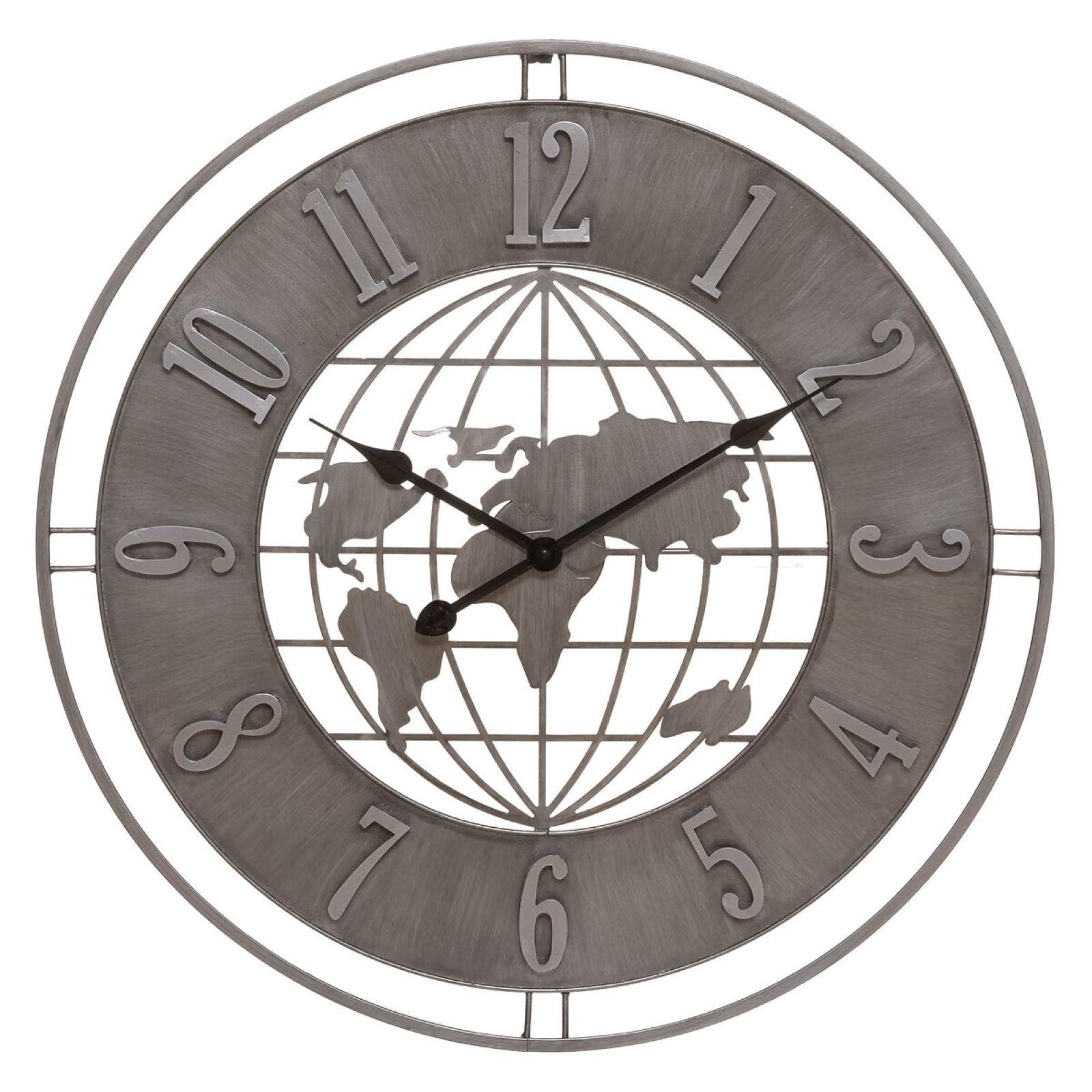 Orologio rotondo 76 cm in metallo anticato con mappamondo