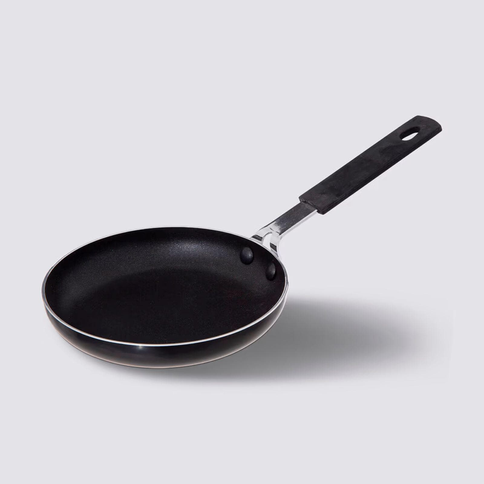 Padella antiaderente per uova o pancakes rotonda 14 cm in alluminio nero