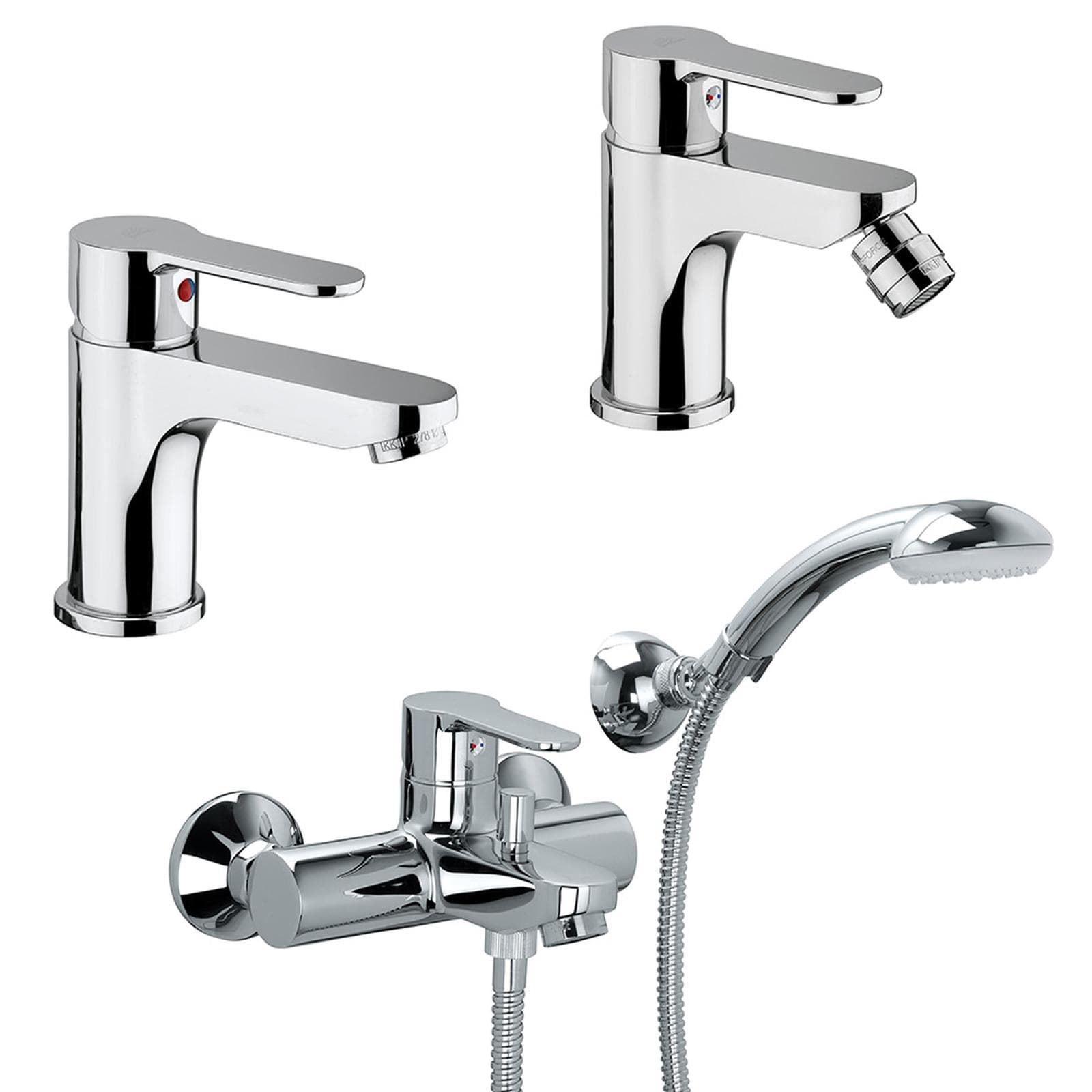 Paffoni "blu" miscelatori lavabo, bidet e gruppo vasca duplex con doccetta