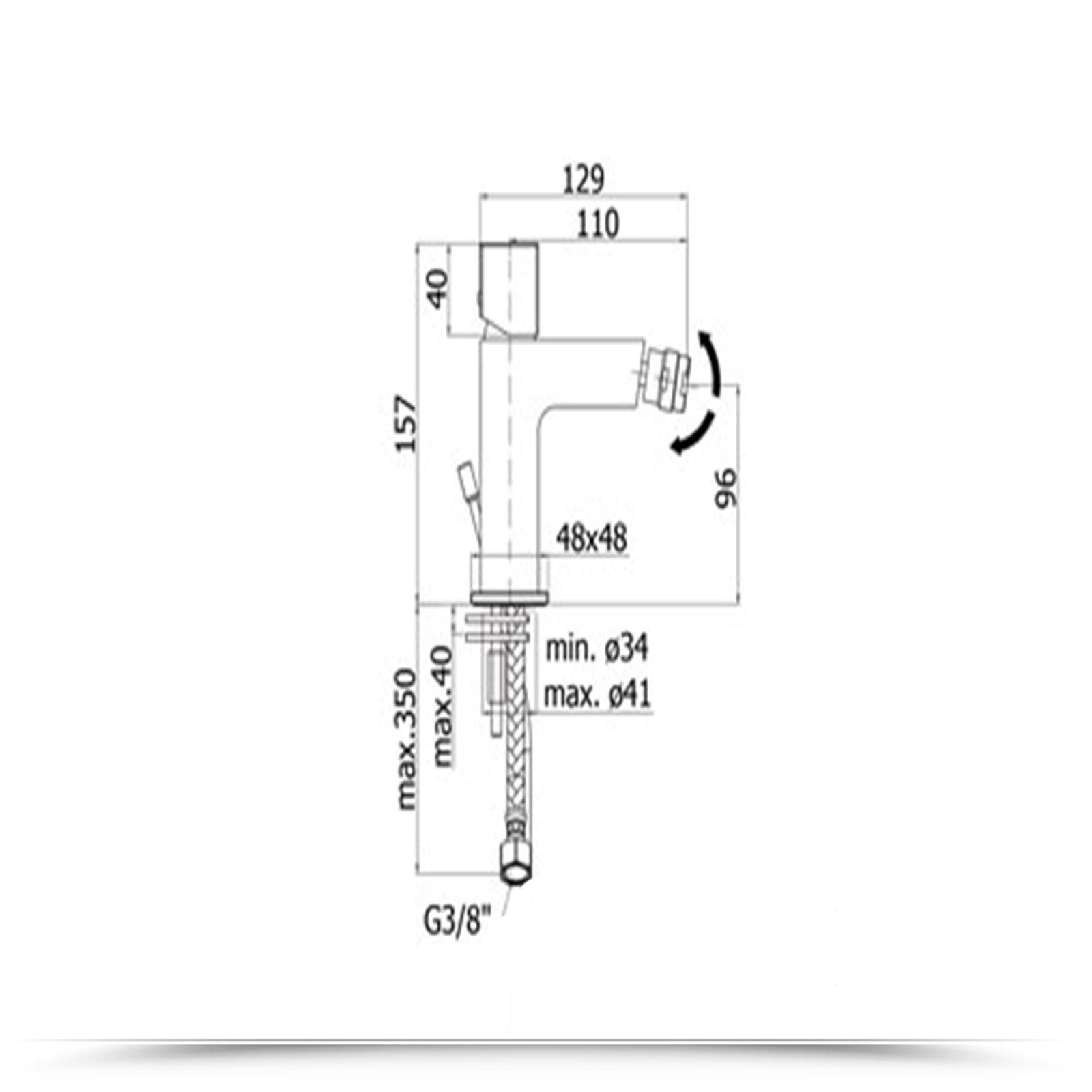 Miscelatore bidet con leva cubo senza scarico cromato - Elle di Paffoni