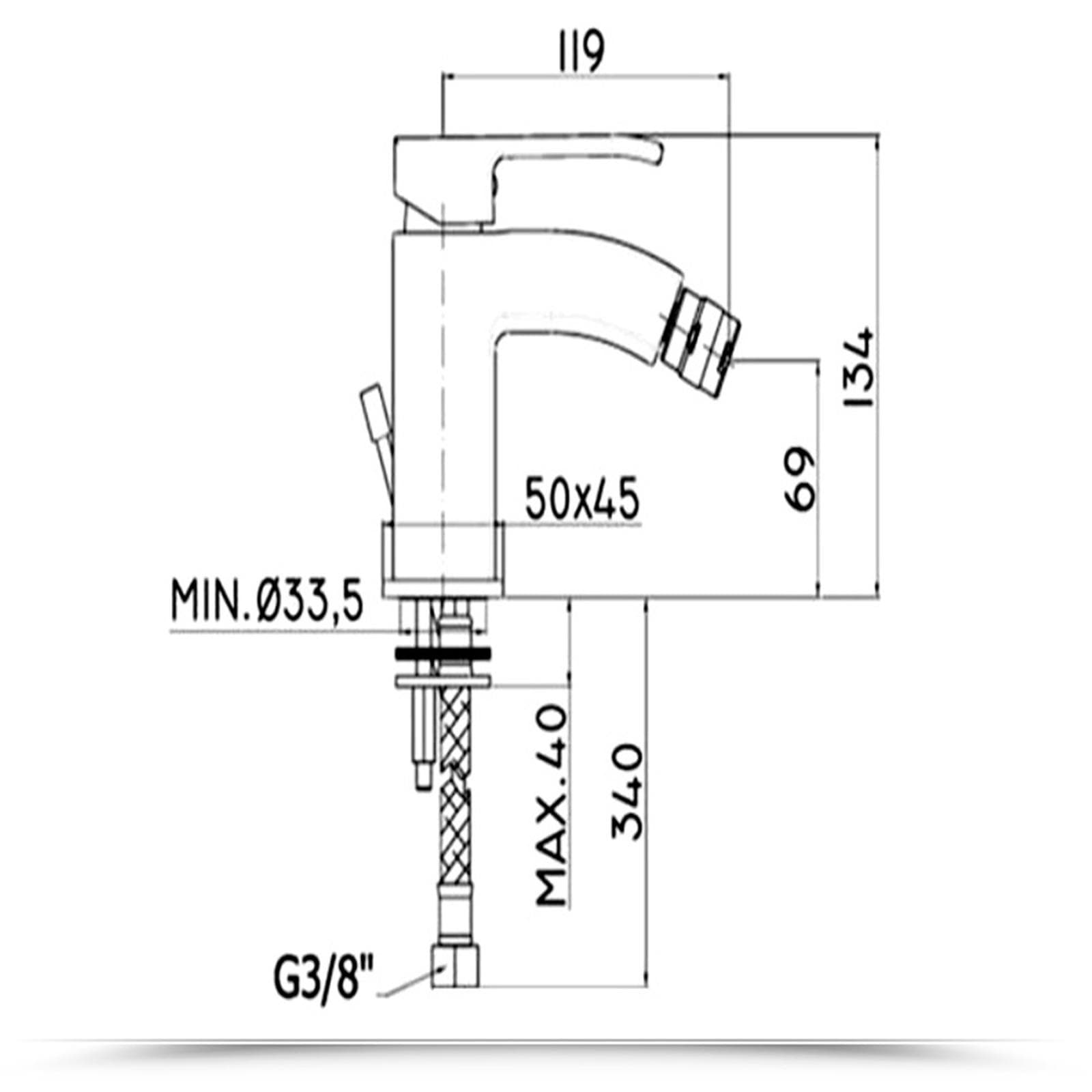 Miscelatore bidet senza scarico cromato - Level di Paffoni