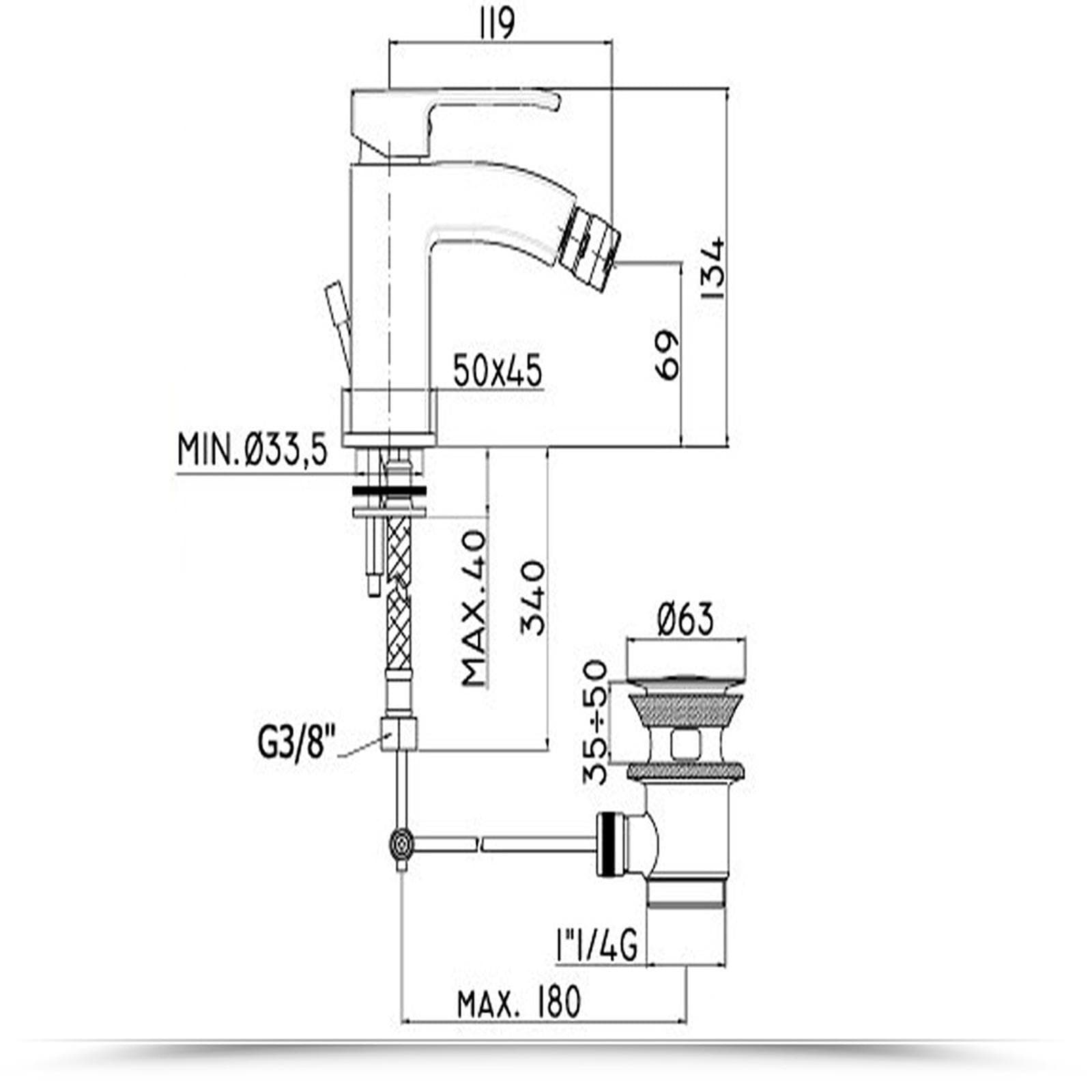 Paffoni Level miscelatore lavabo + bidet con pilette