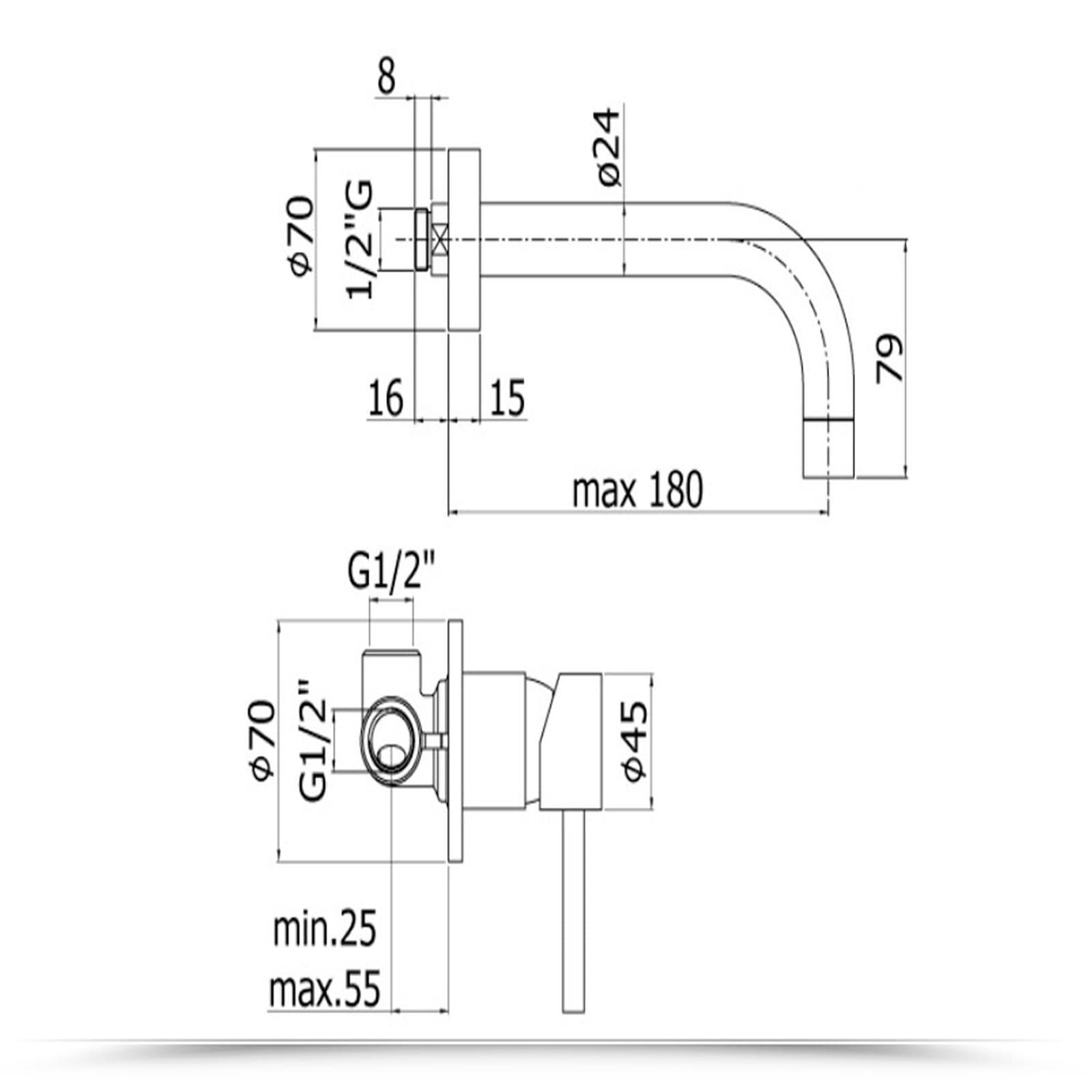 Miscelatore lavabo incasso con bocca 17,5 cm cromato - Stick di Paffoni