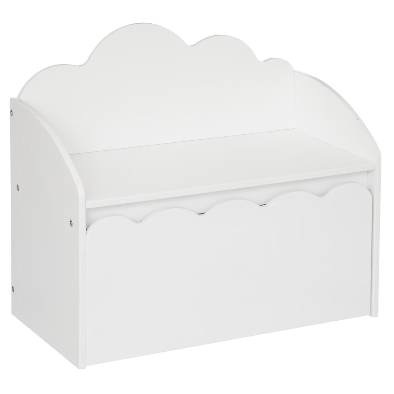 Panca contenitore per bambini 60x30h cm in legno bianco - Nuvy