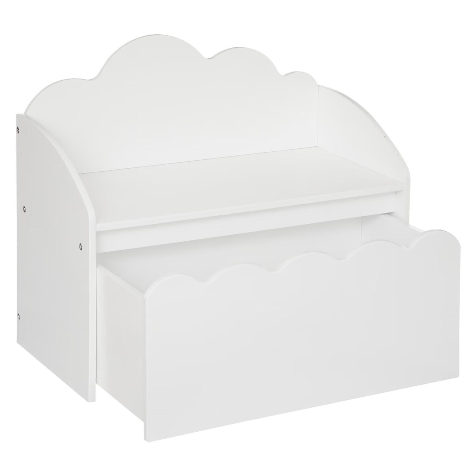 Panca contenitore per bambini 60x30h cm in legno bianco - Nuvy