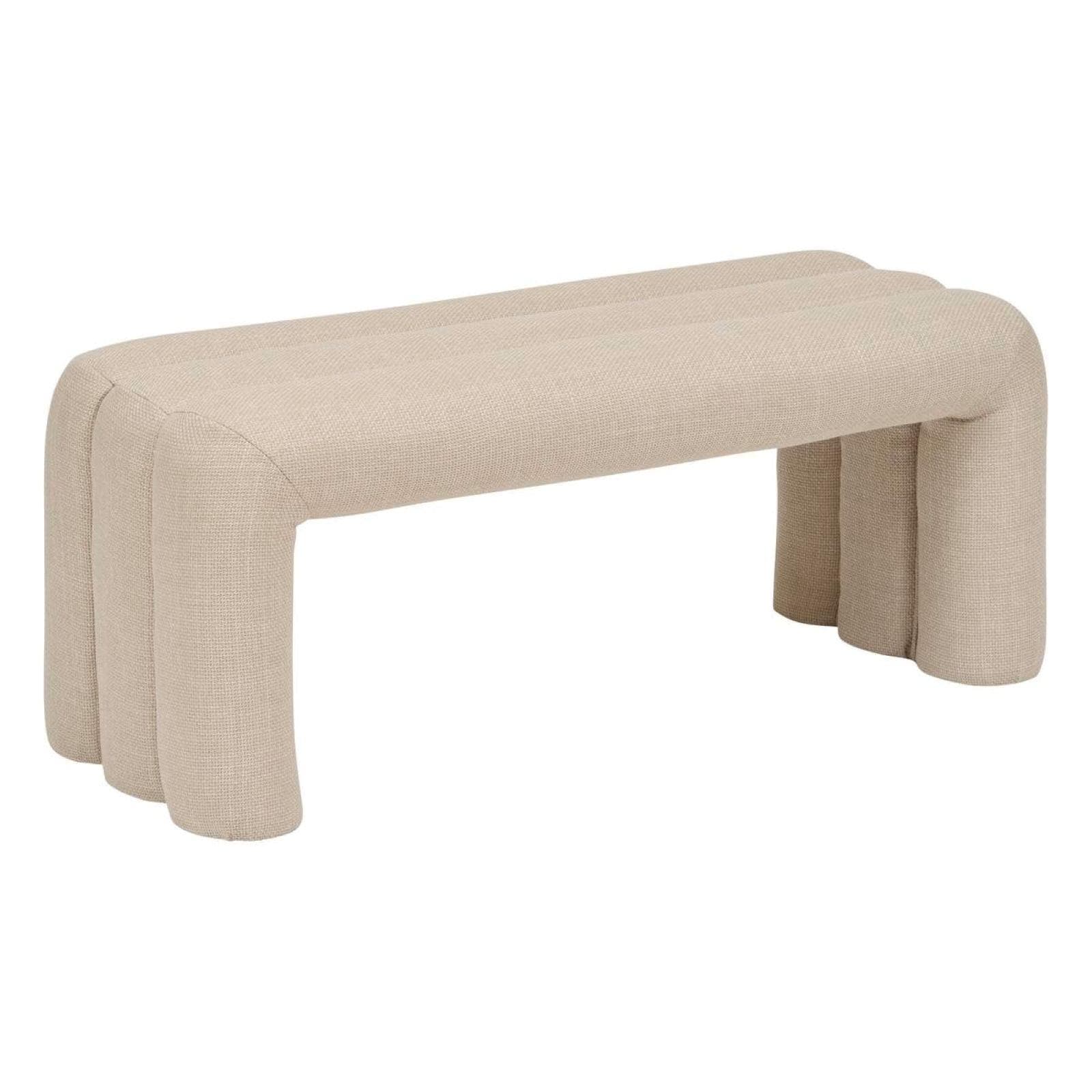 Panca 102x42 cm design ad arco in tessuto effetto maglia beige - Cisco