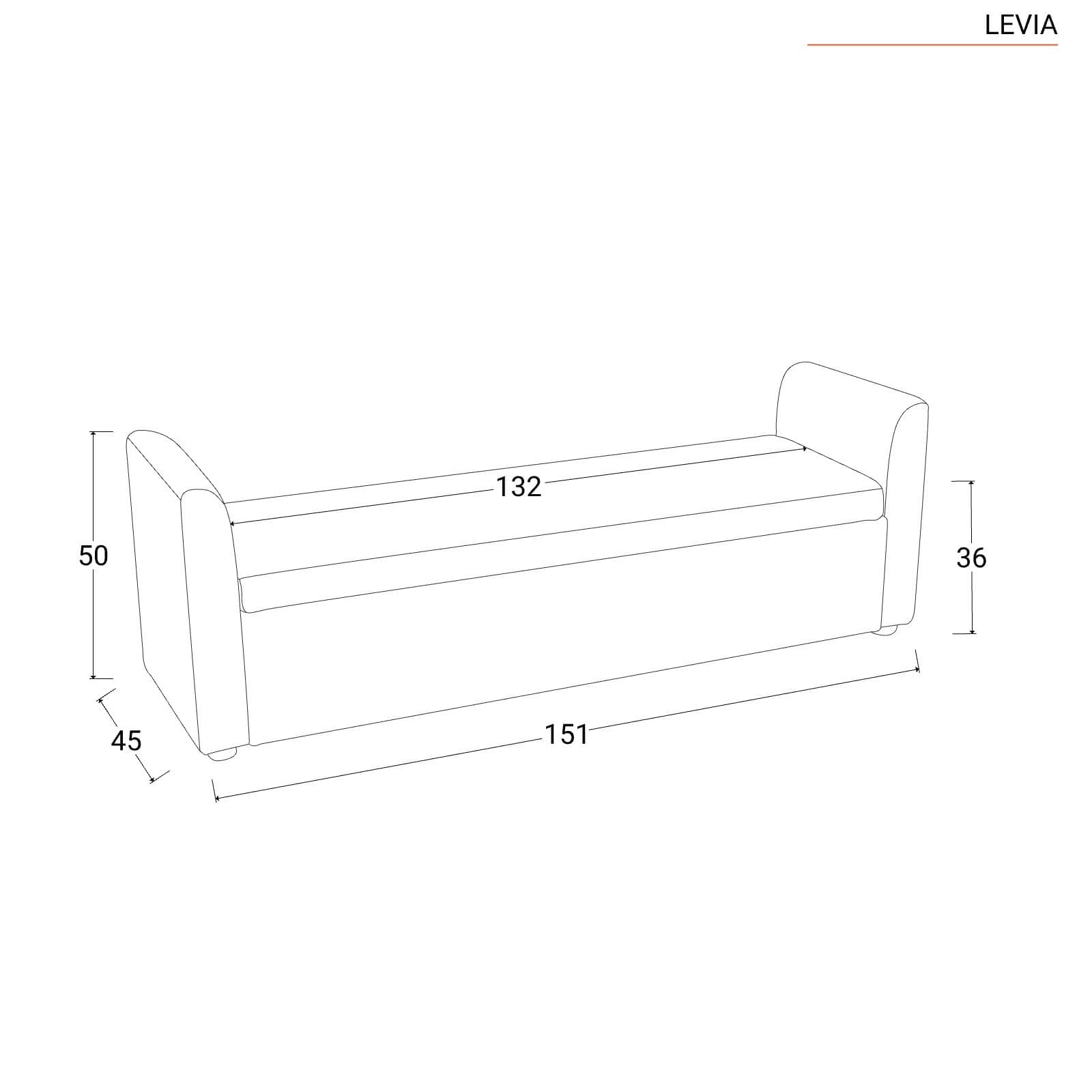 Panca contenitore 151x50h cm in tessuto grigio con cuscini inclusi - Levia
