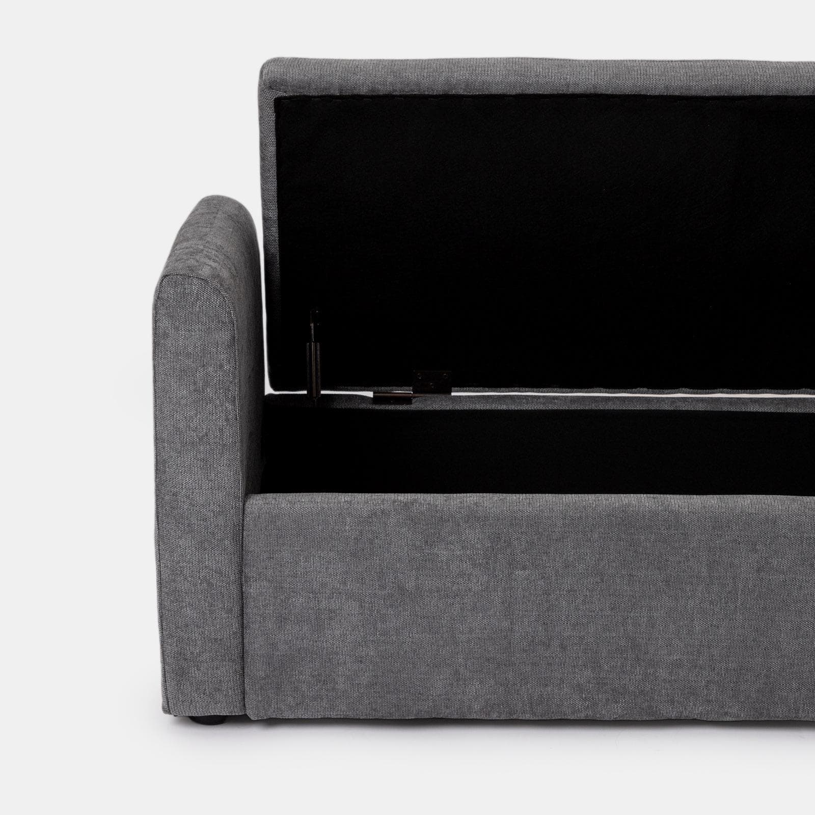 Panca contenitore 151x50h cm in tessuto grigio con cuscini inclusi - Levia