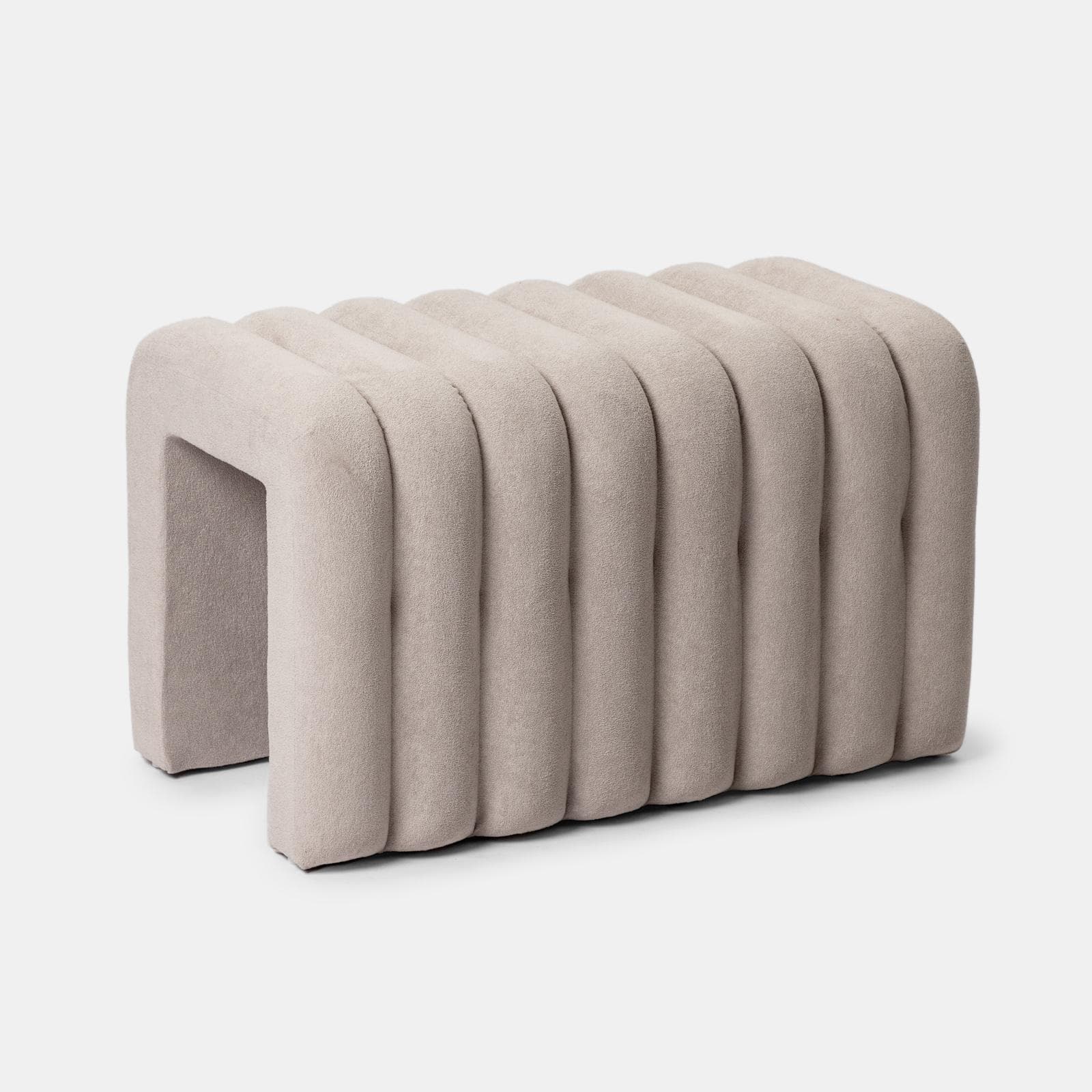 Panca 80x48 cm design ad arco in tessuto micro teddy grigio chiaro - Rudy