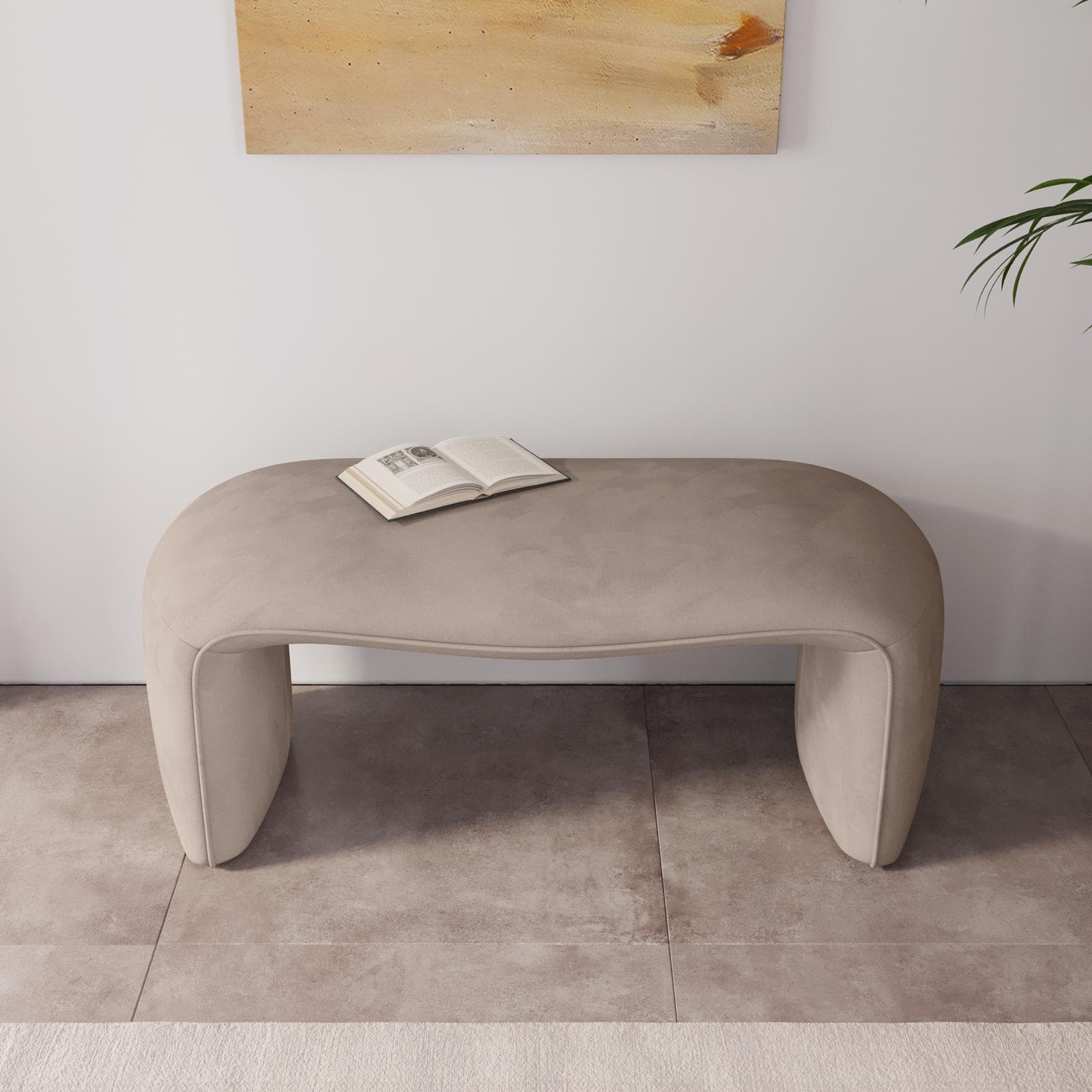 Panca 99x43h cm in velluto tortora chiaro - Gisella