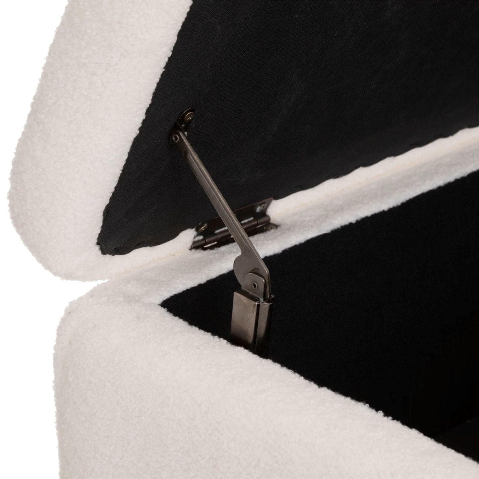 Panca contenitore 100x49 cm in tessuto teddy bianco con gambe nero