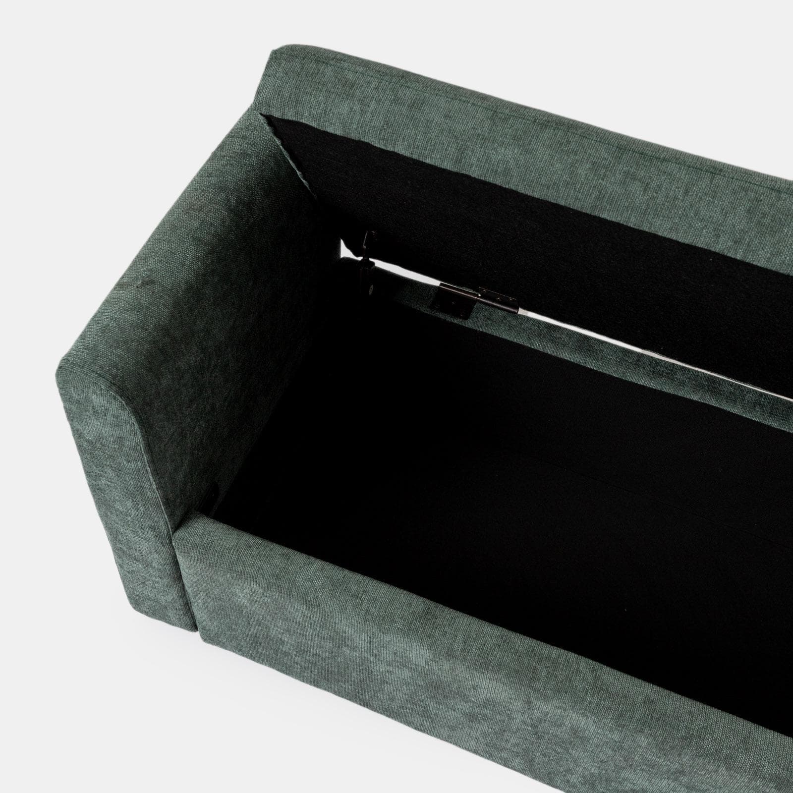 Panca contenitore 151x50h cm in tessuto verde salvia con cuscini inclusi - Levia