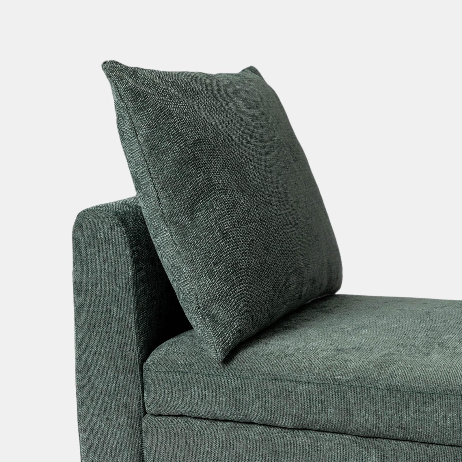 Panca contenitore 151x50h cm in tessuto verde salvia con cuscini inclusi - Levia