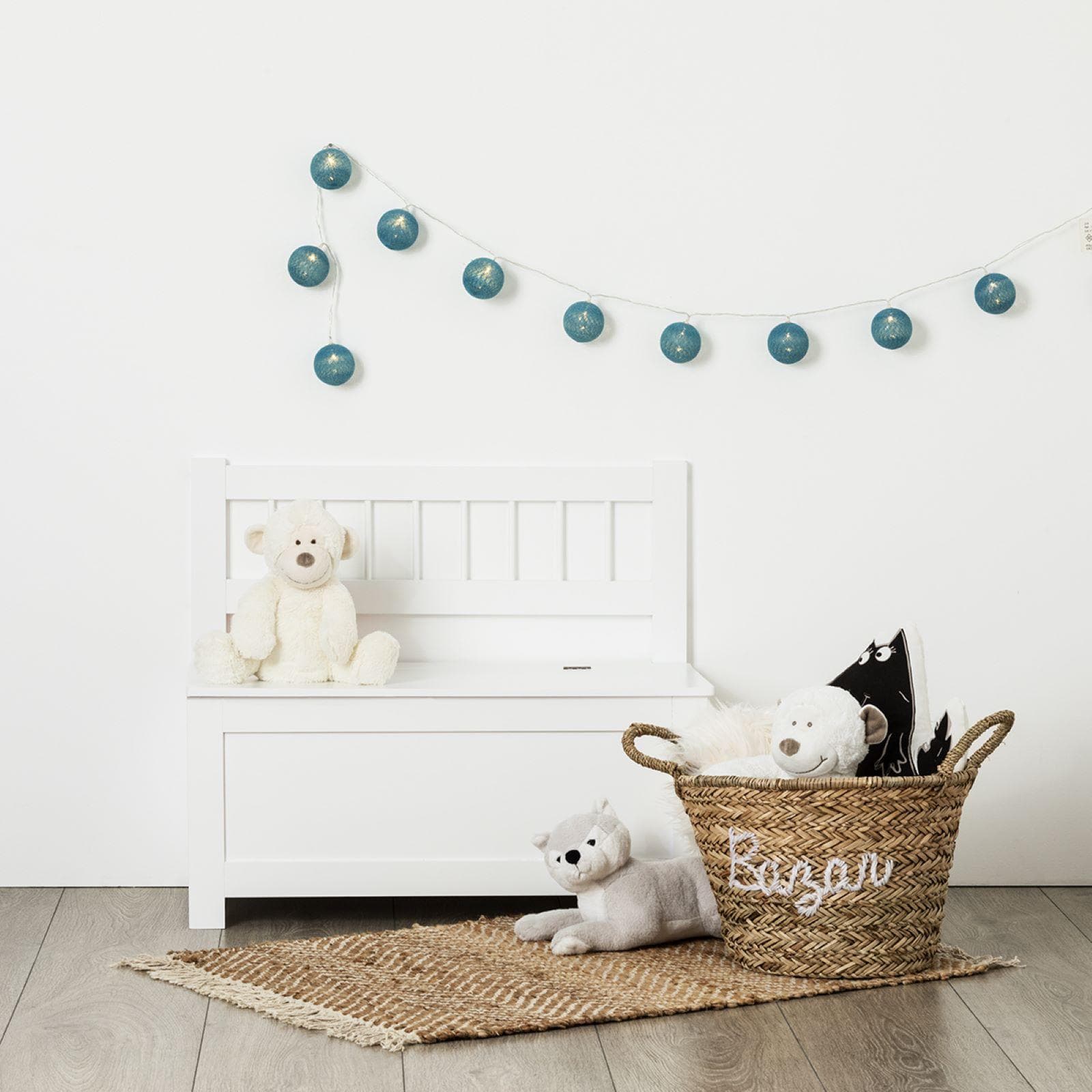 Panca contenitore 75x34 cm in legno di pino bianco - Kids
