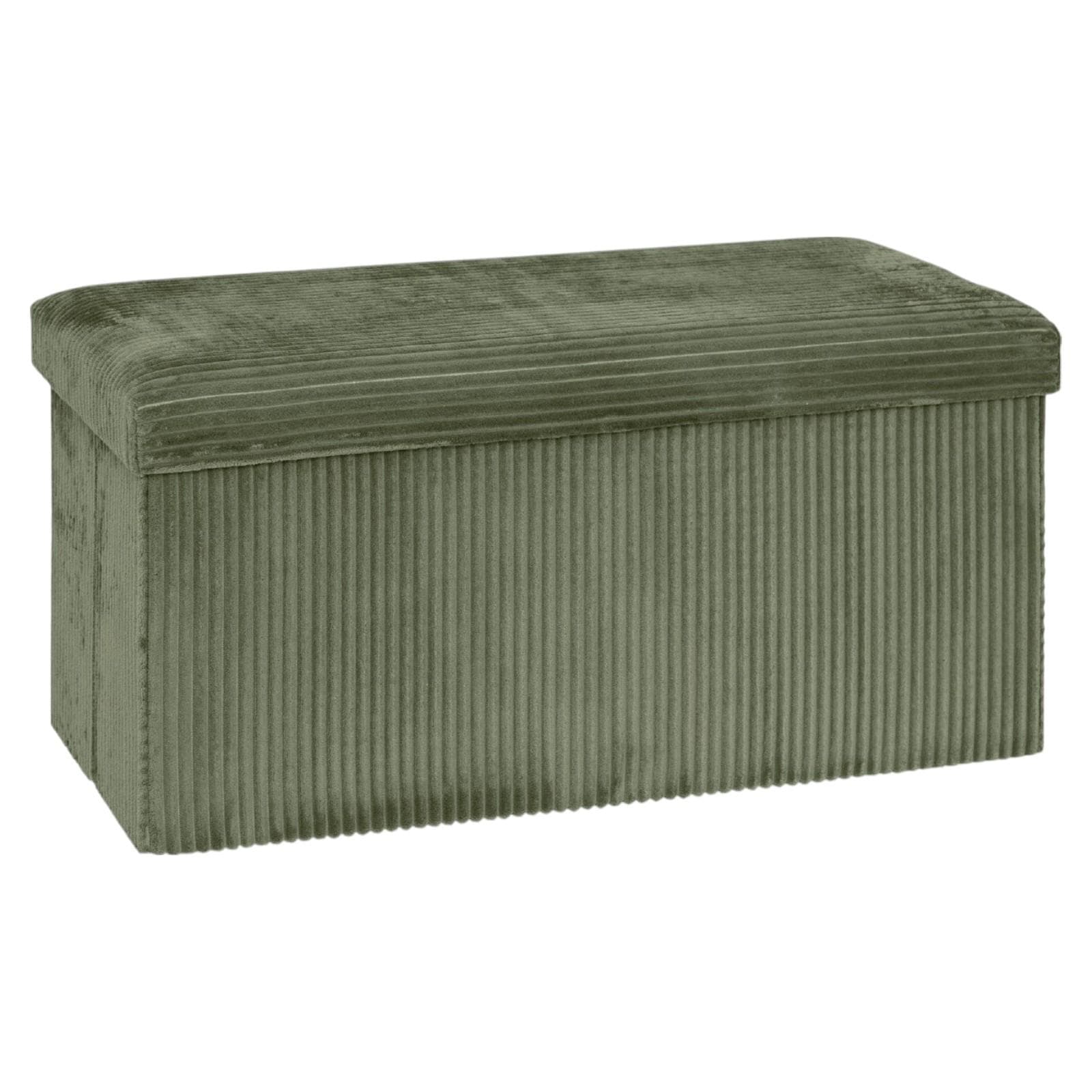 Panca contenitore pieghevole 76x38 cm in velluto a coste verde - Ghergana