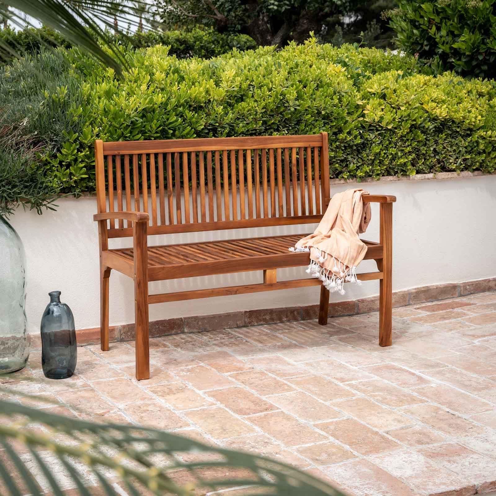 Panchina da giardino 2 posti 120x60 cm in legno teak - Louis
