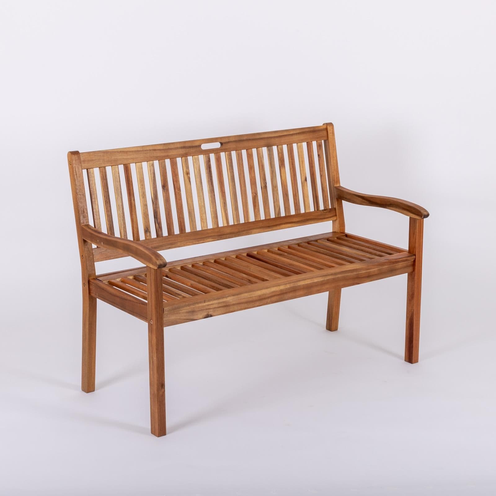 Panchina 2 posti in legno di acacia 120x59 cm con braccioli - Paja