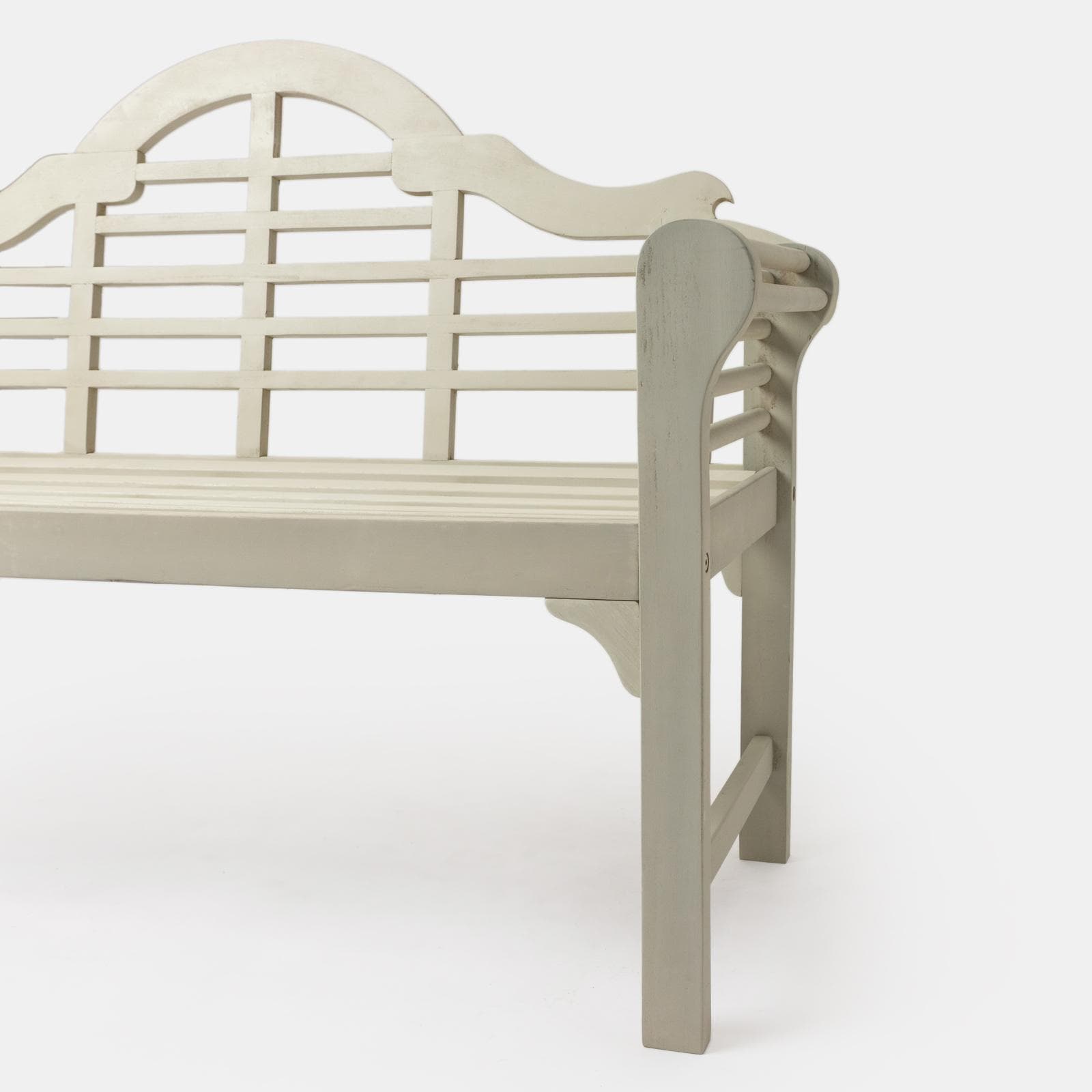 Panchina da giardino 3 posti in legno d'acacia bianco antico stile classico - Disha