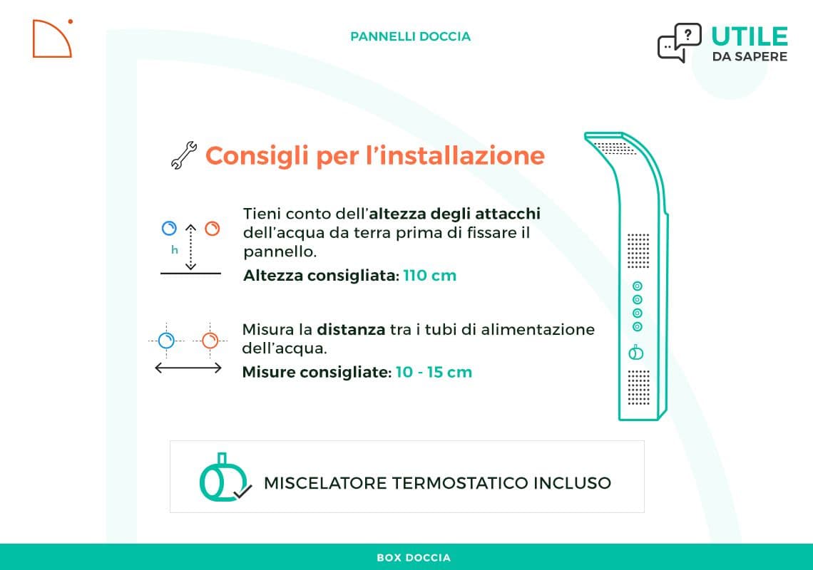 Pannello doccia tortora in alluminio con cascata cervicale e con miscelatore termostatico - Geco