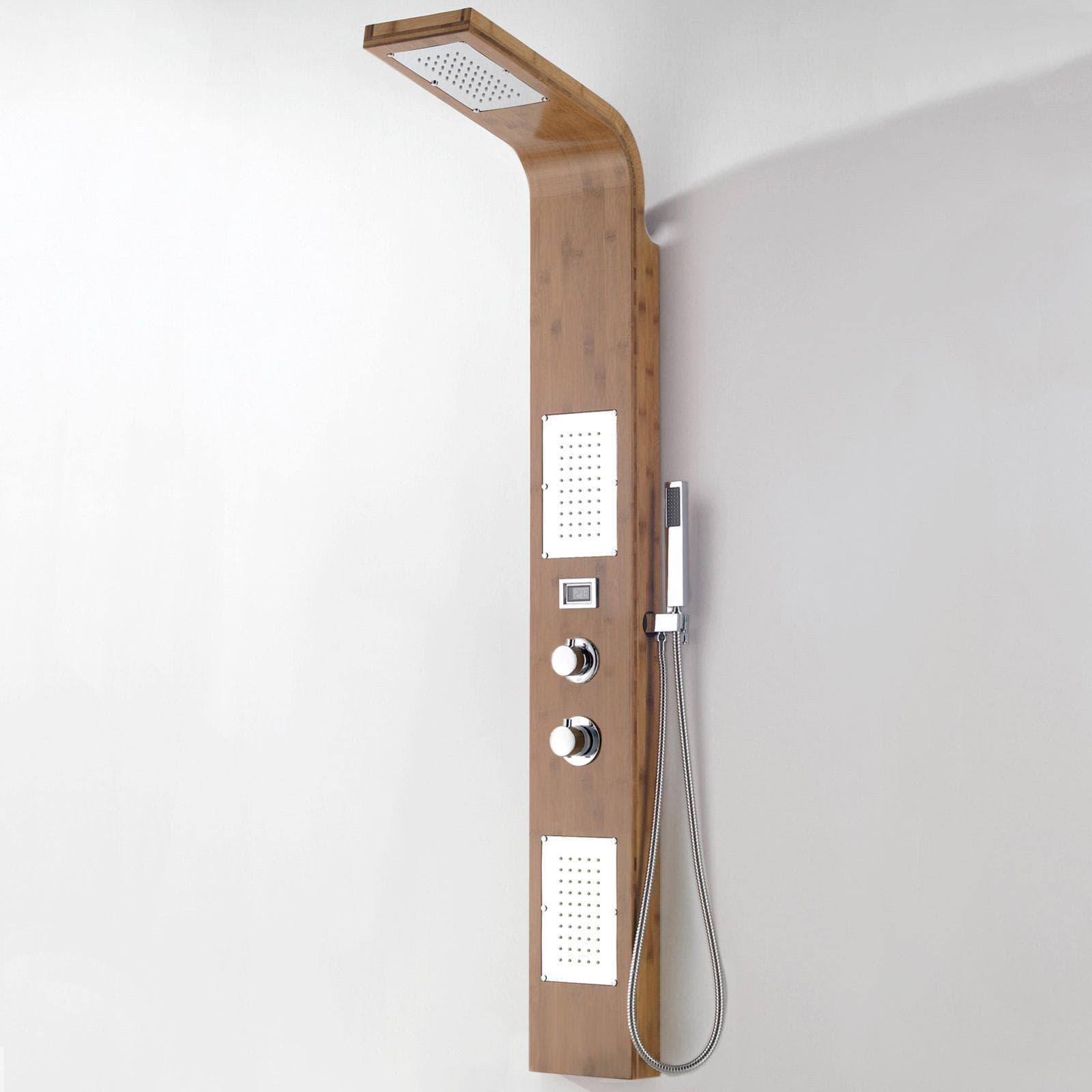 Pannello doccia idromassaggio multigetto finitura legno bambù - Gea