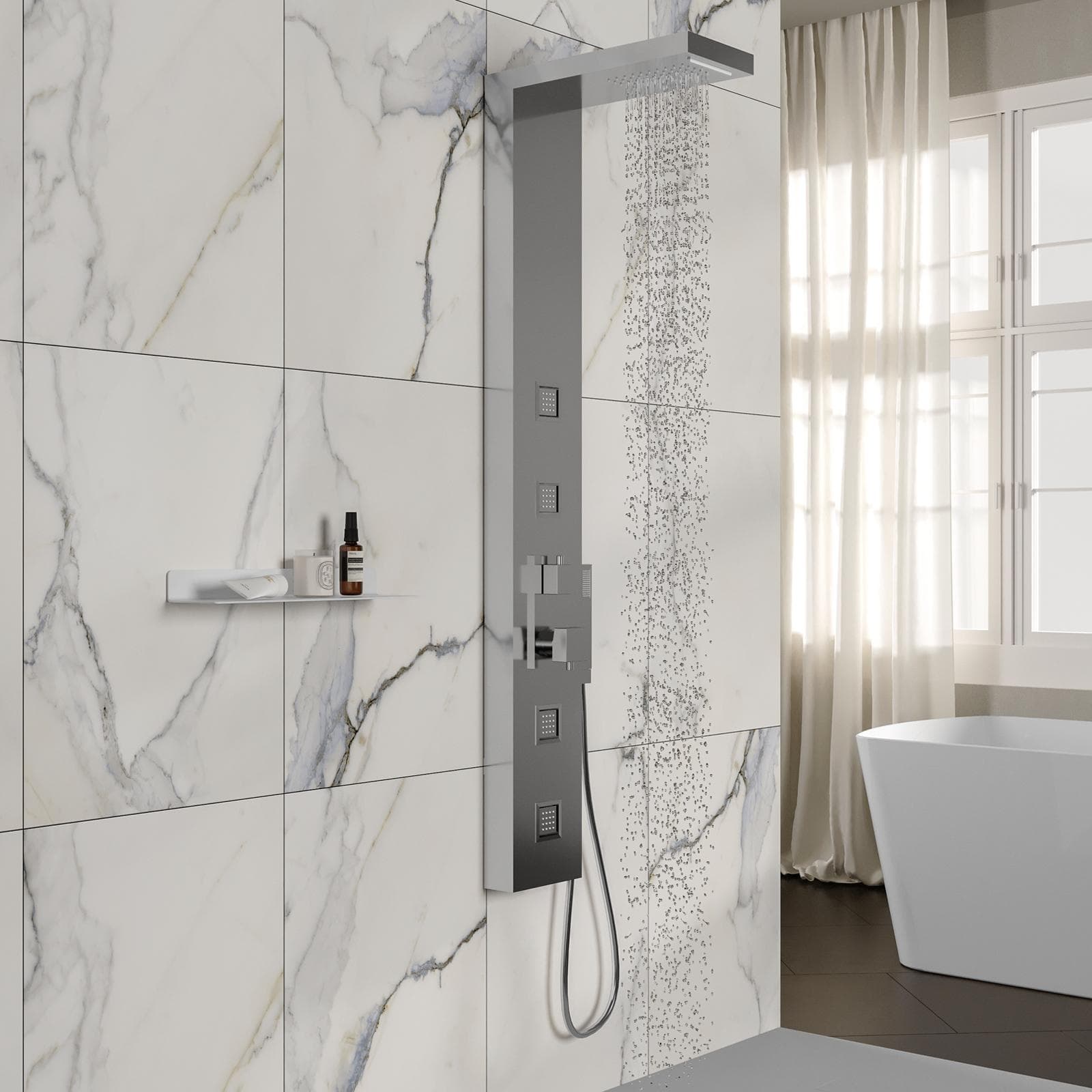 Pannello doccia idromassaggio squadrato con cascata cervicale idroterapia - Keen