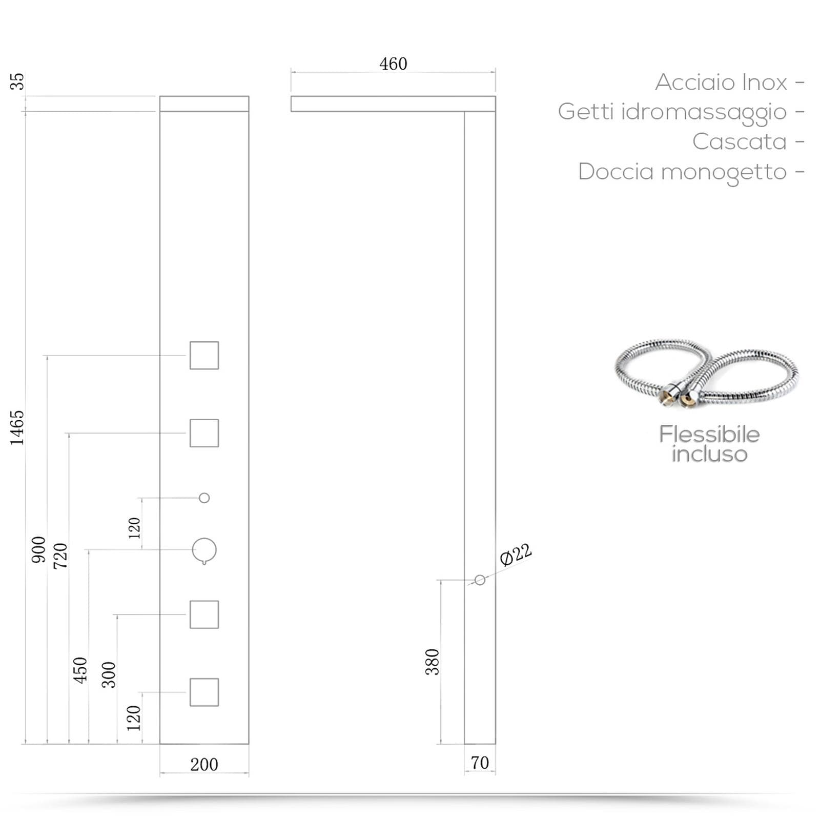 Pannello doccia idromassaggio squadrato con cascata cervicale idroterapia - Keen