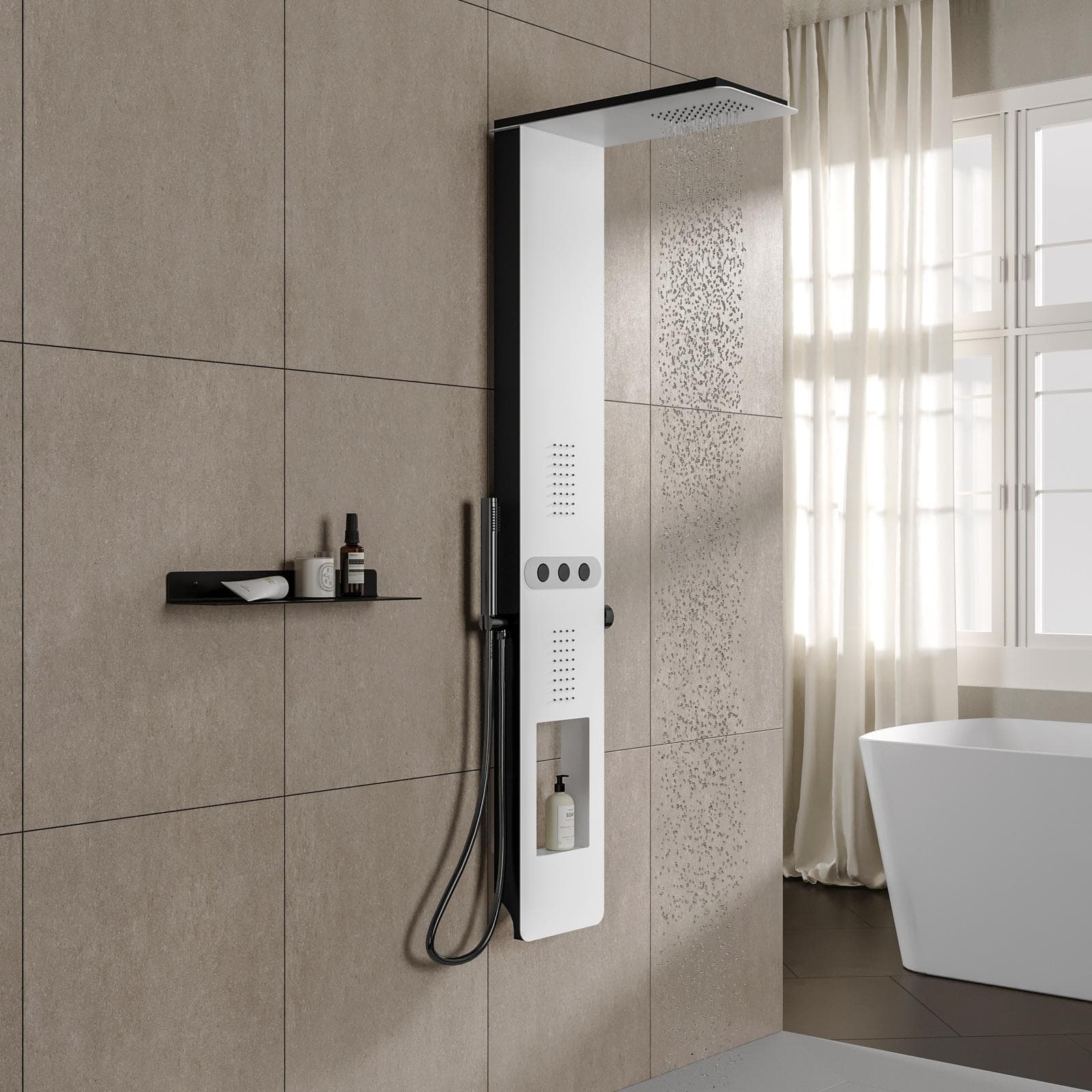 Pannello doccia idromassaggio ultraflat bianco e nero - Bender