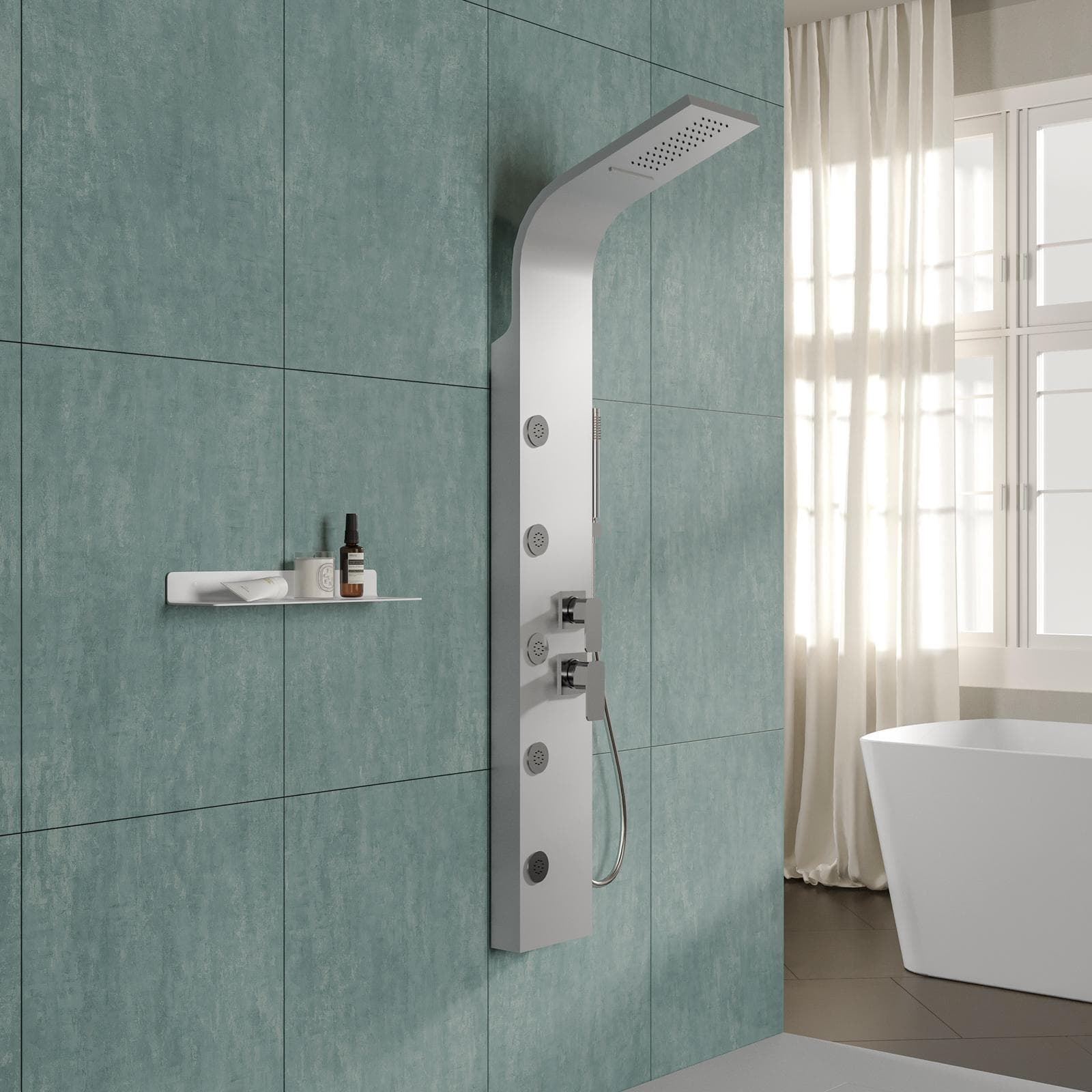 Pannello doccia in acciaio inox con soffione idromassaggio - Luxury