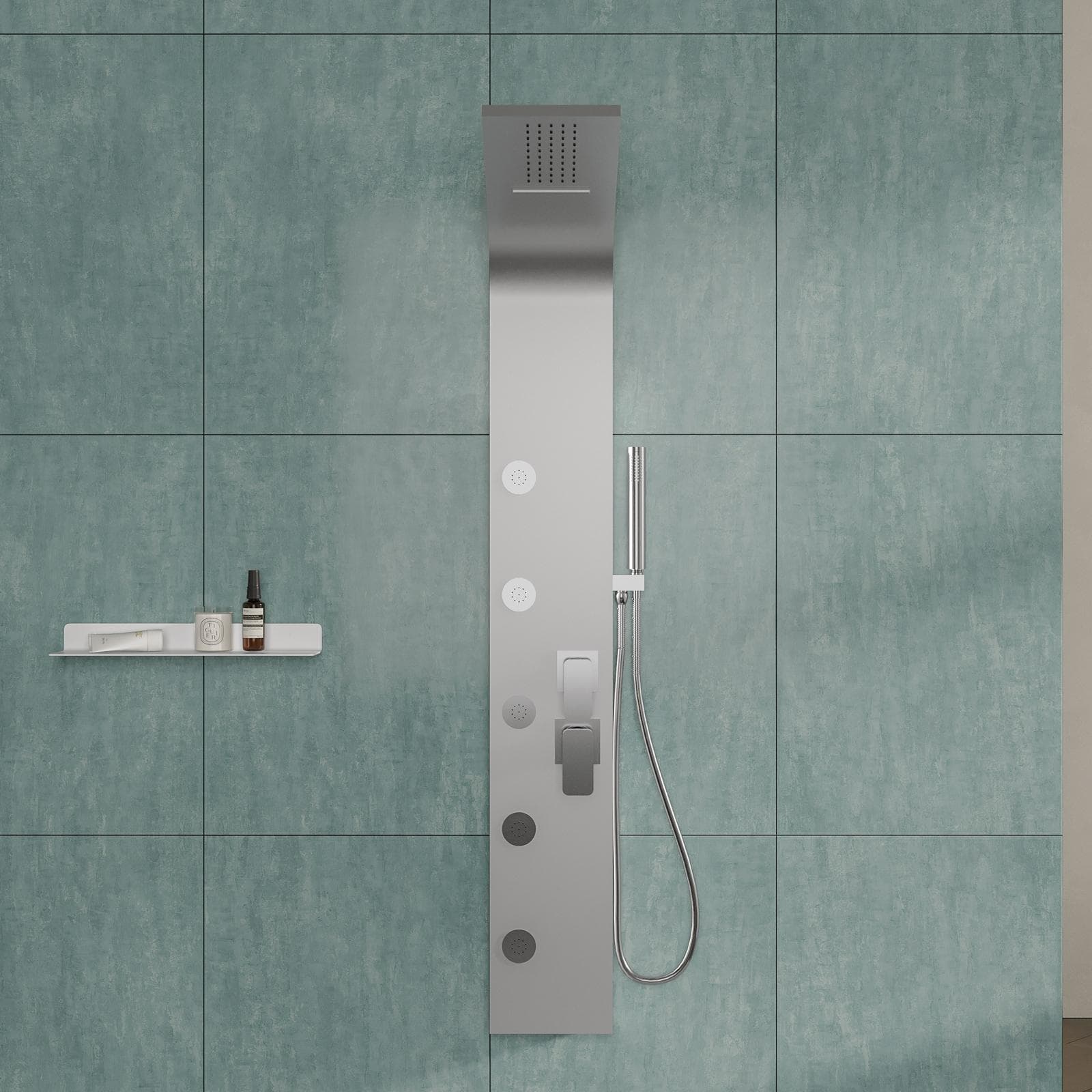 Pannello doccia in acciaio inox con soffione idromassaggio - Luxury