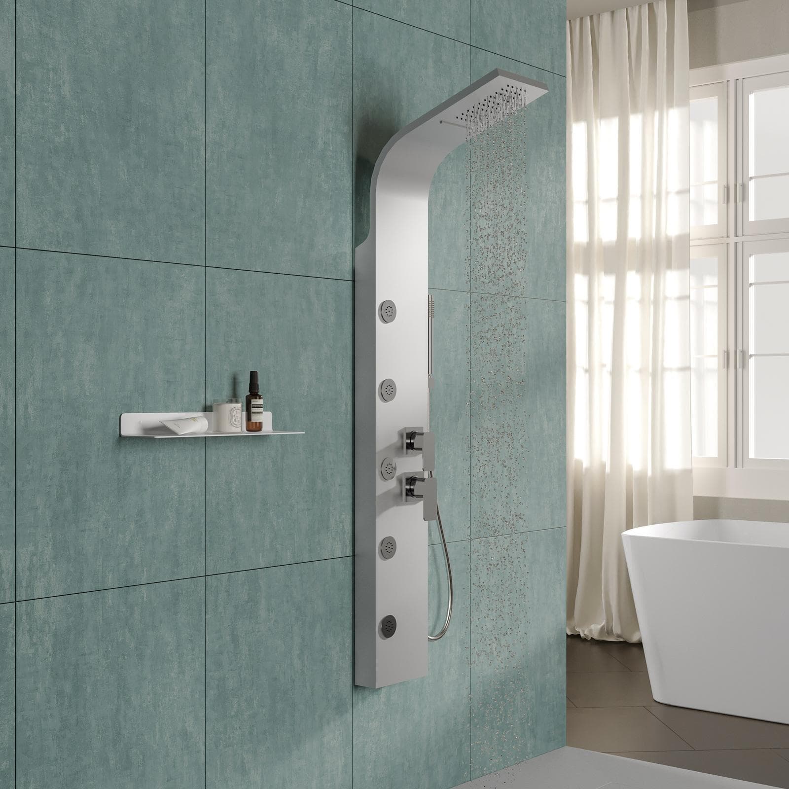 Pannello doccia in acciaio inox con soffione idromassaggio - Luxury