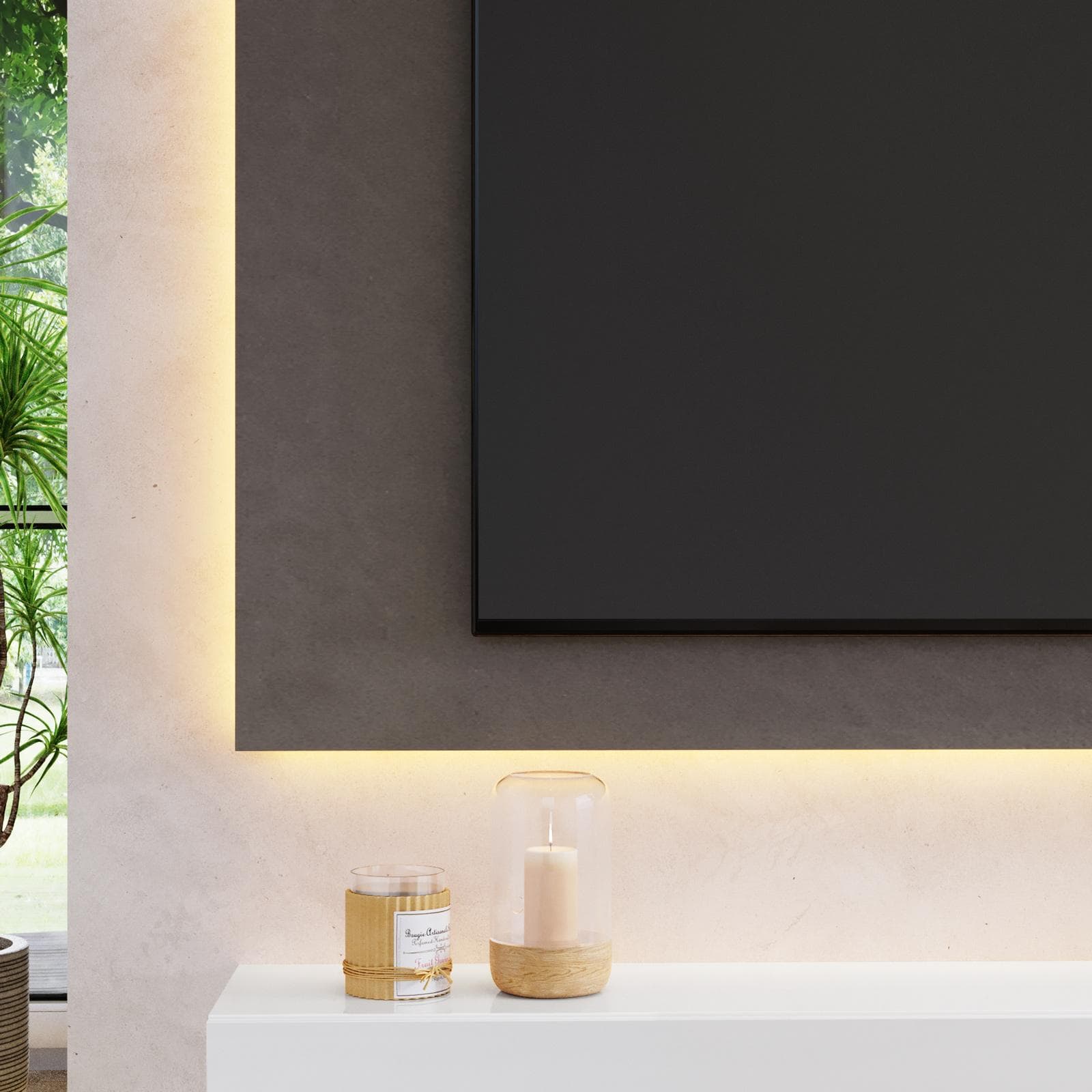 Pannello porta tv 180x100h cm bronzo con foro passacavi - Clary