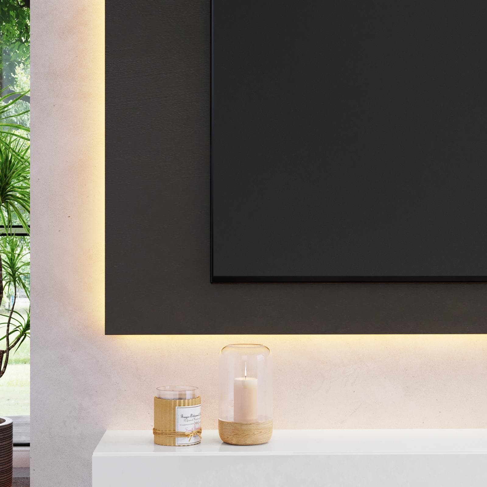 Pannello porta tv 180x100h cm lava con foro passacavi - Clary