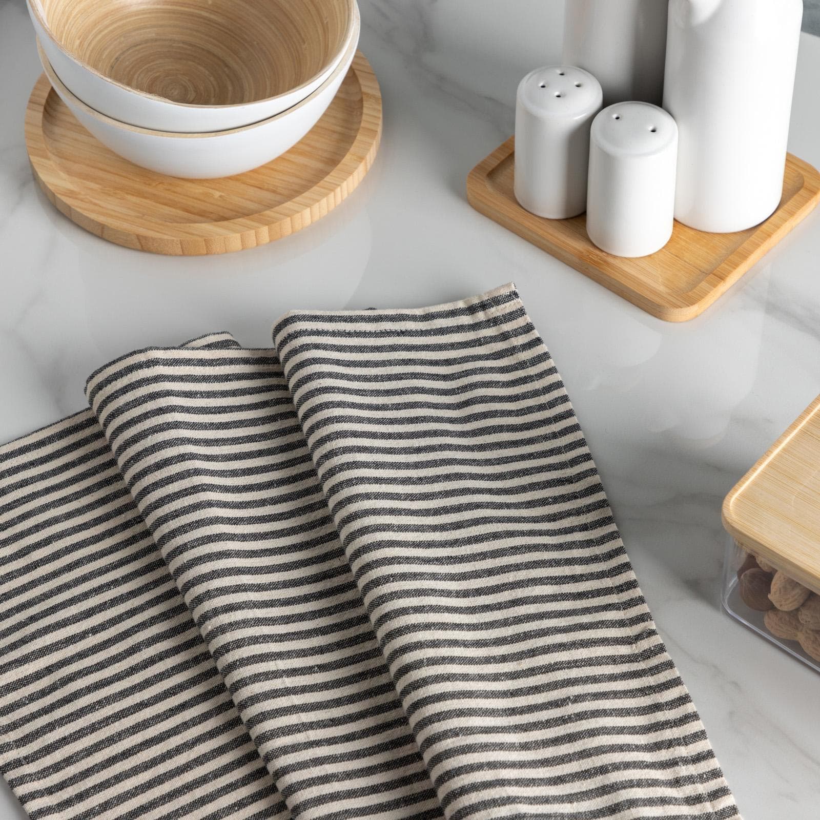 Panno da cucina 70x45cm in cotone blu a righe