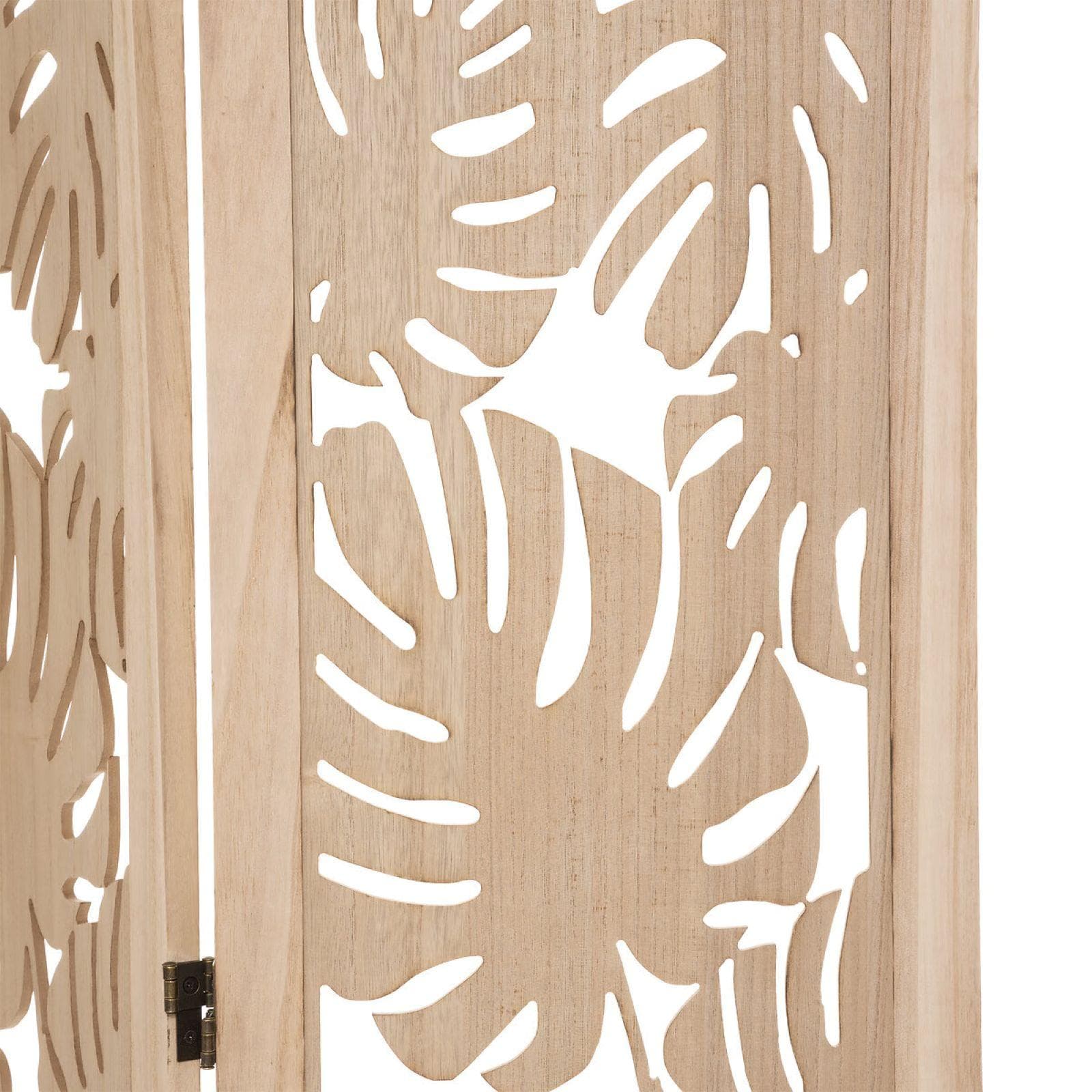 Paravento 105x165h cm in legno naturale intagliato