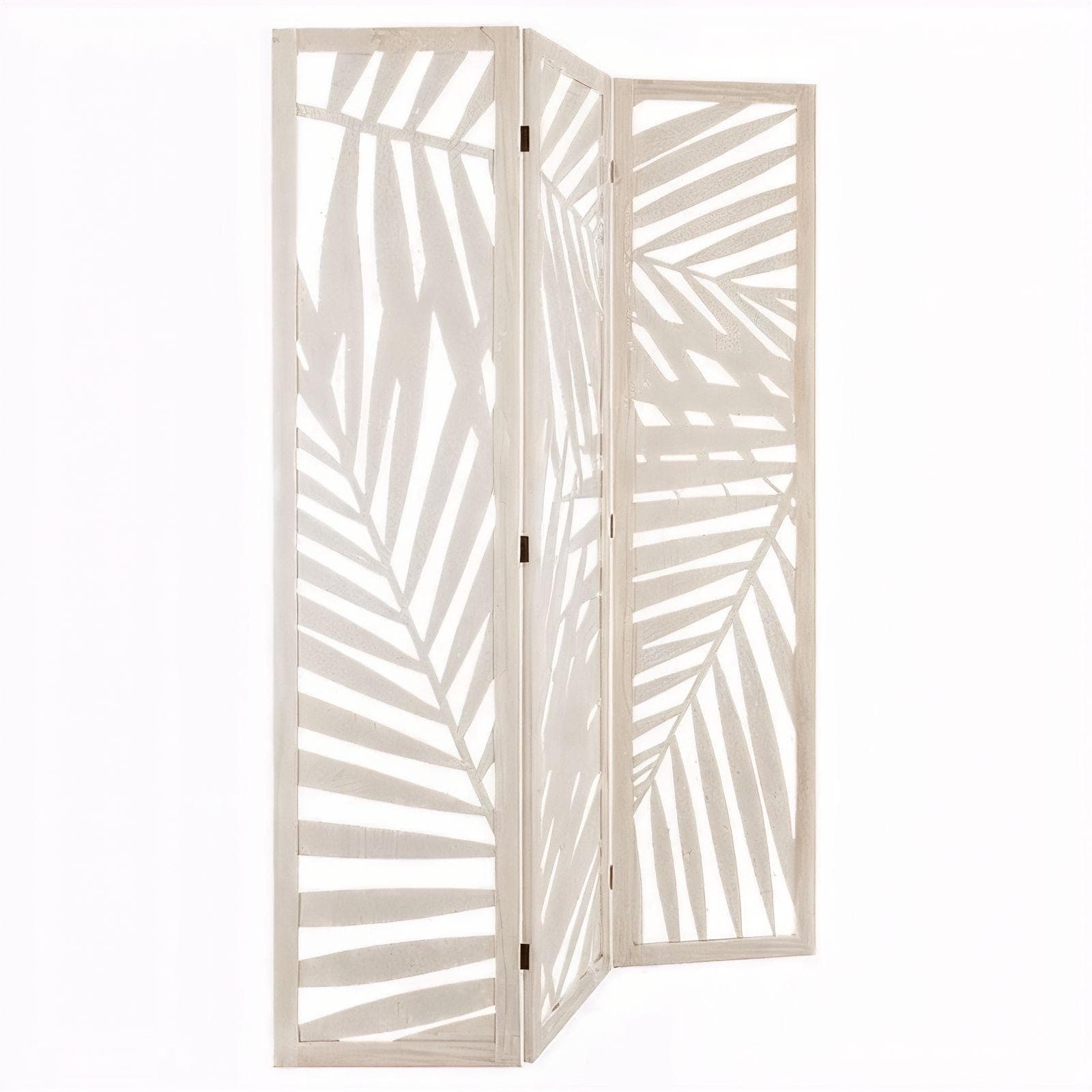 Paravento 120x170h cm in legno bianco intagliato - Haruki