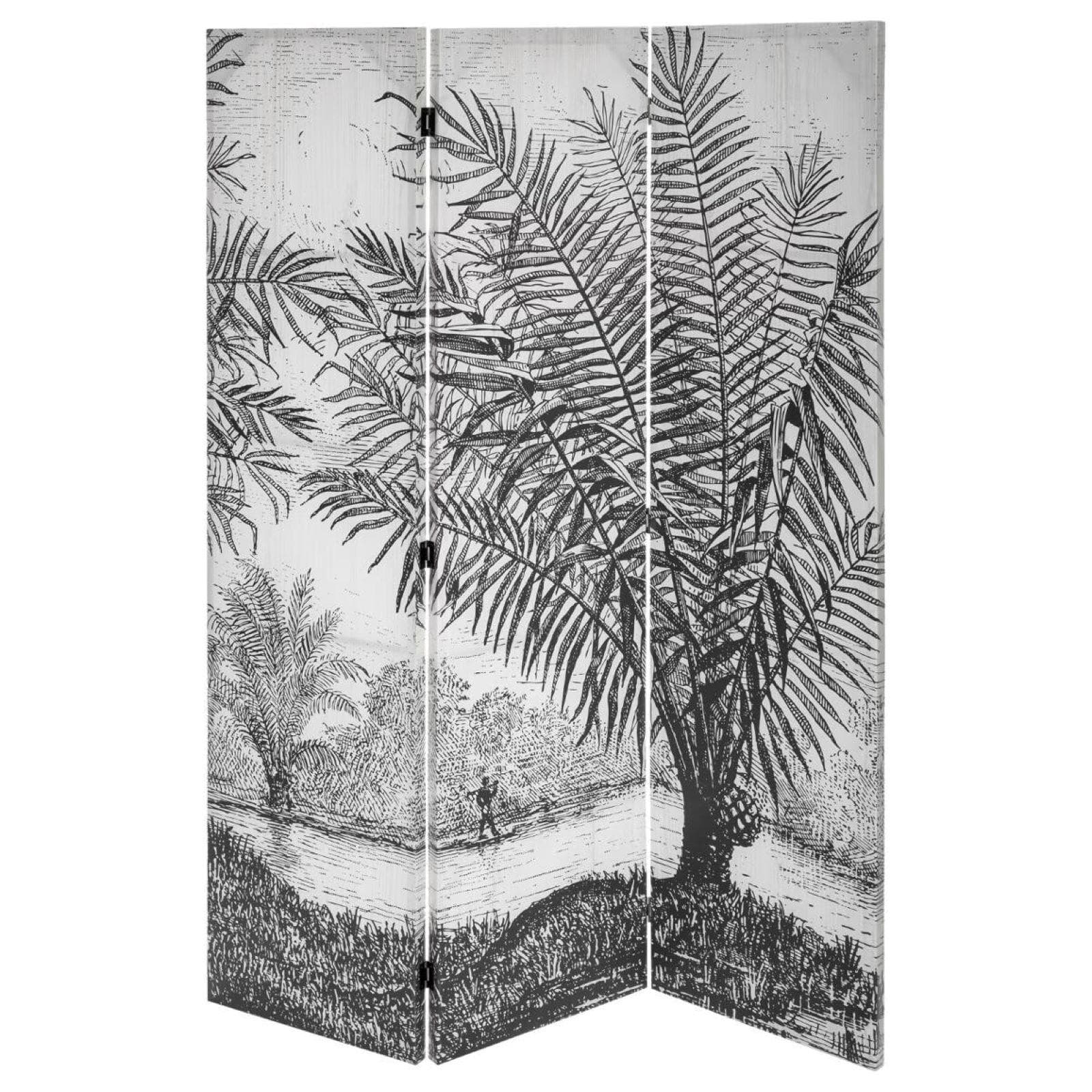 Paravento 121x170h cm in tessuto stampa tropicale