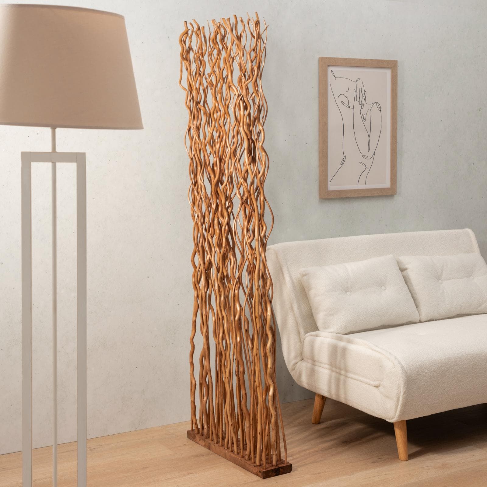 Paravento 60x180h cm in legno di salice naturale - Nami