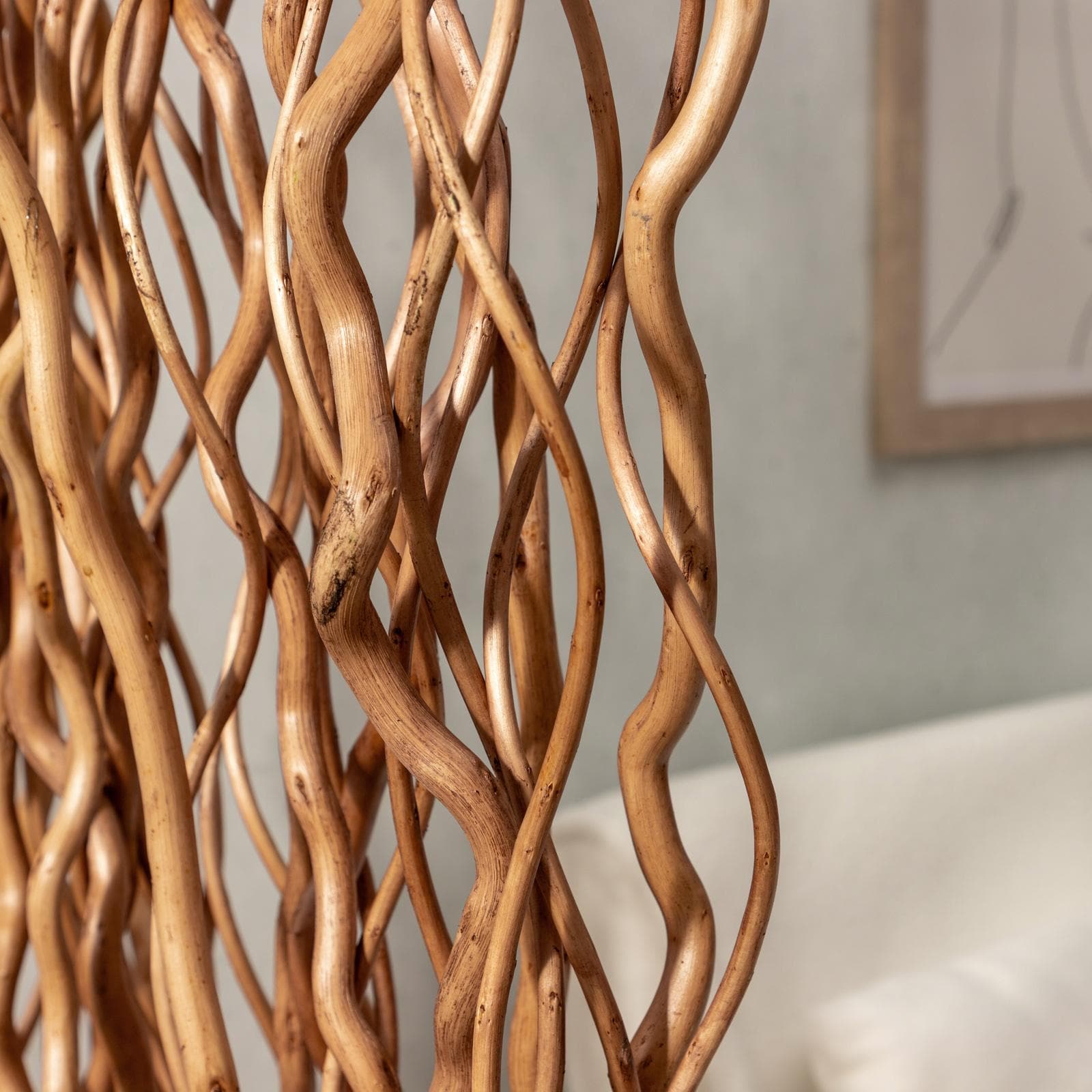 Paravento 60x180h cm in legno di salice naturale - Nami